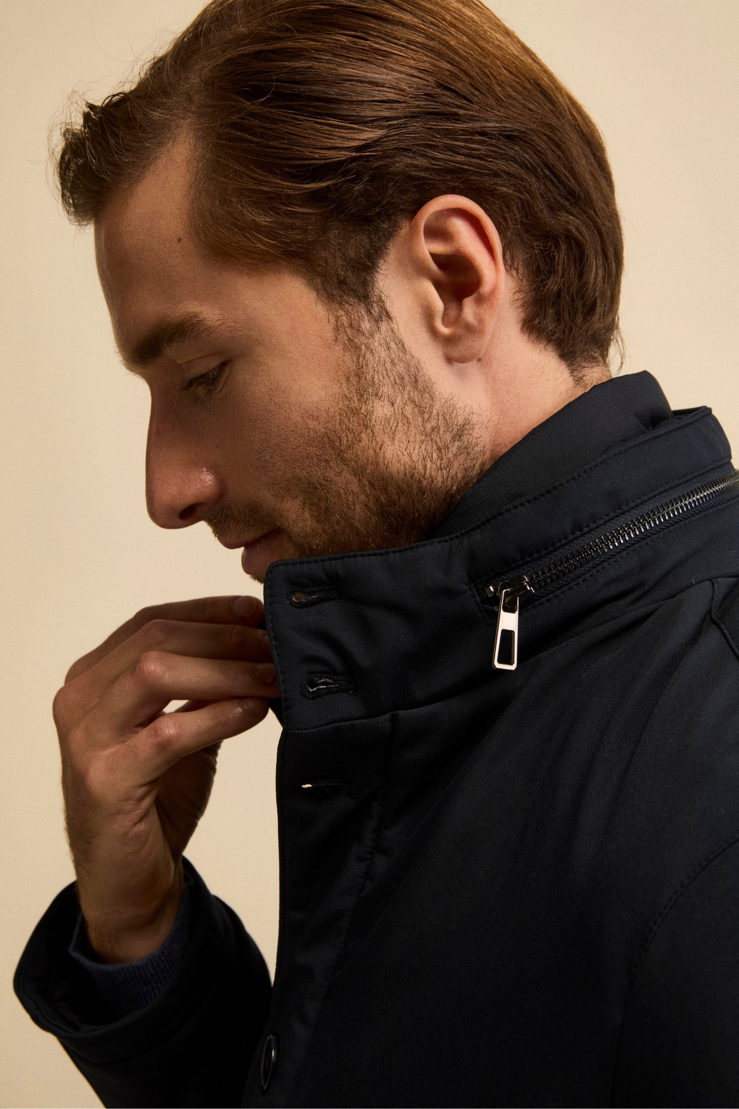 Winter Coat with Removable Bib and Detachable Hood - BLUE