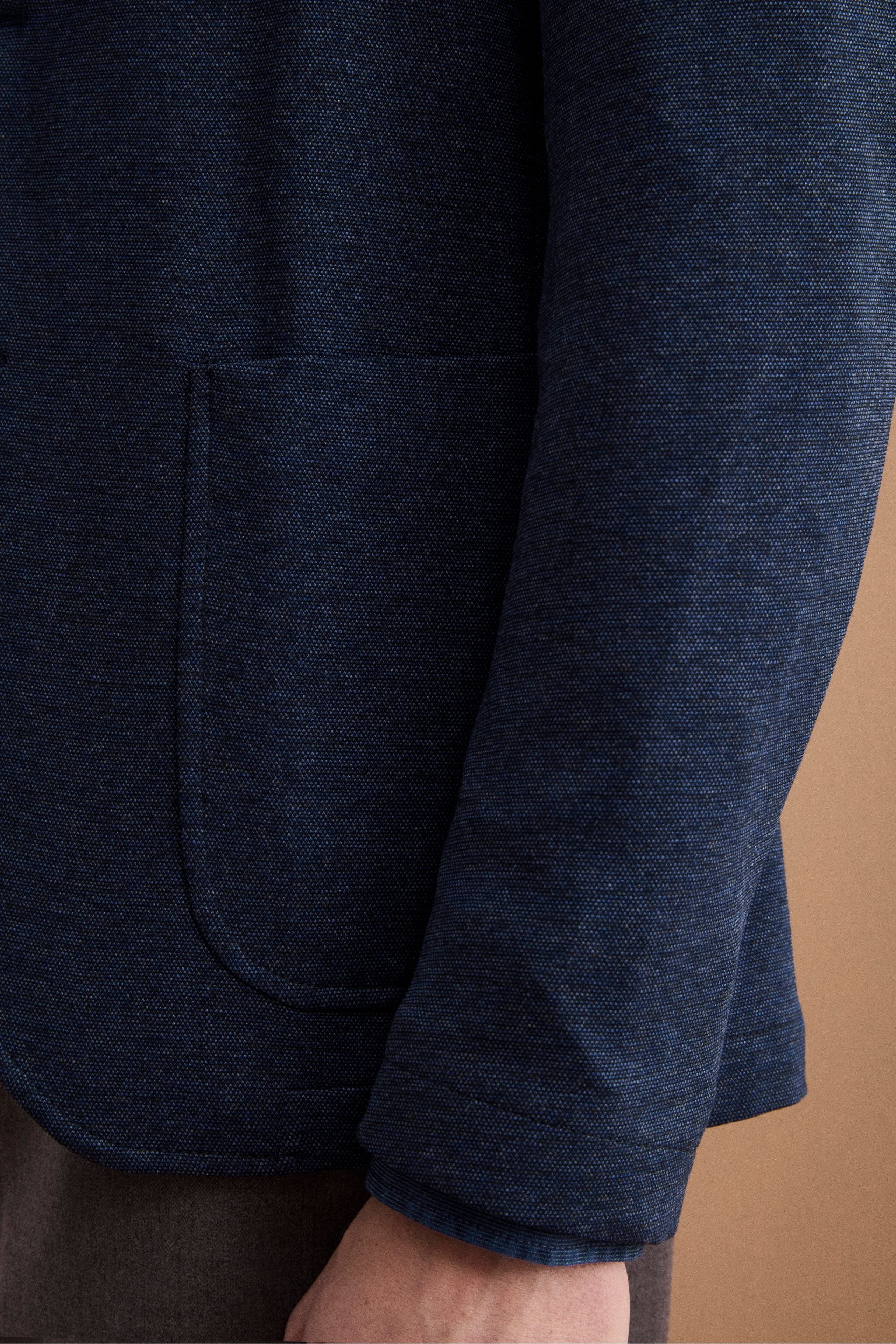 Herren Einreihige Slim-Fit-Jacke mit Klassischem Revers - BLAU