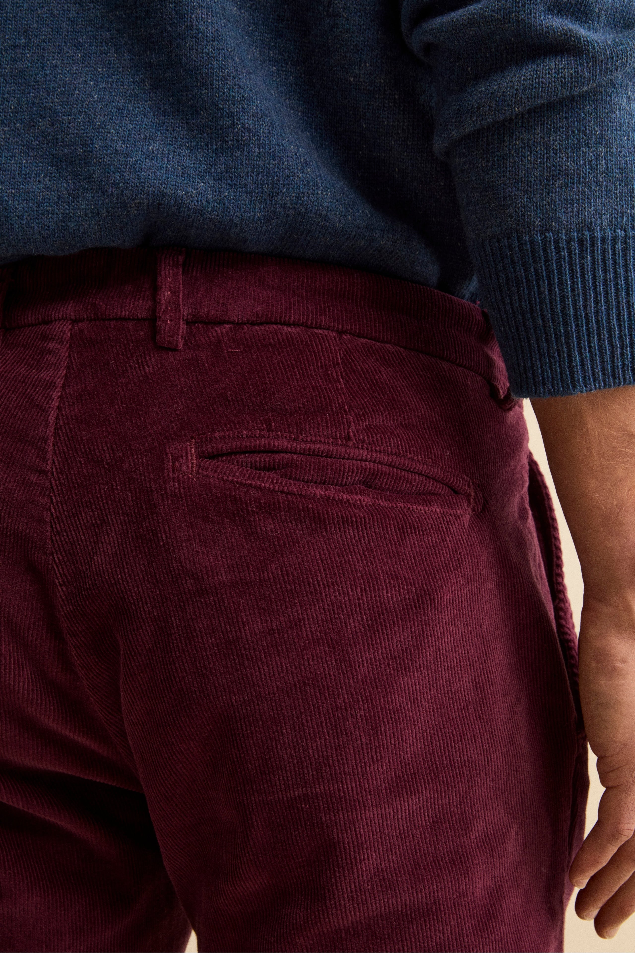 Regular Fit Corduroy Chino Trousers - Burgundy