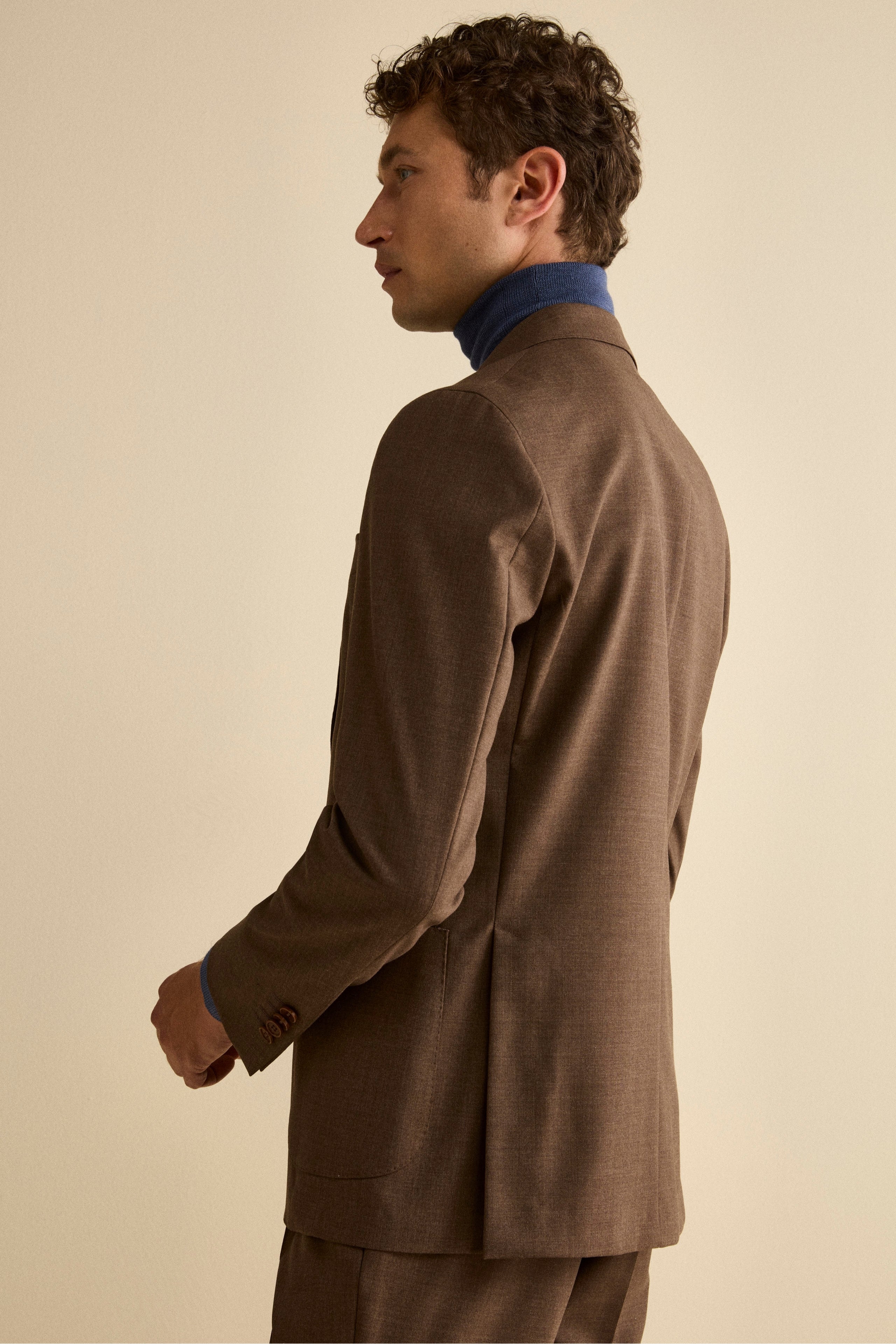 Half-Lined Single-Breasted Virgin Wool Suit - Brown