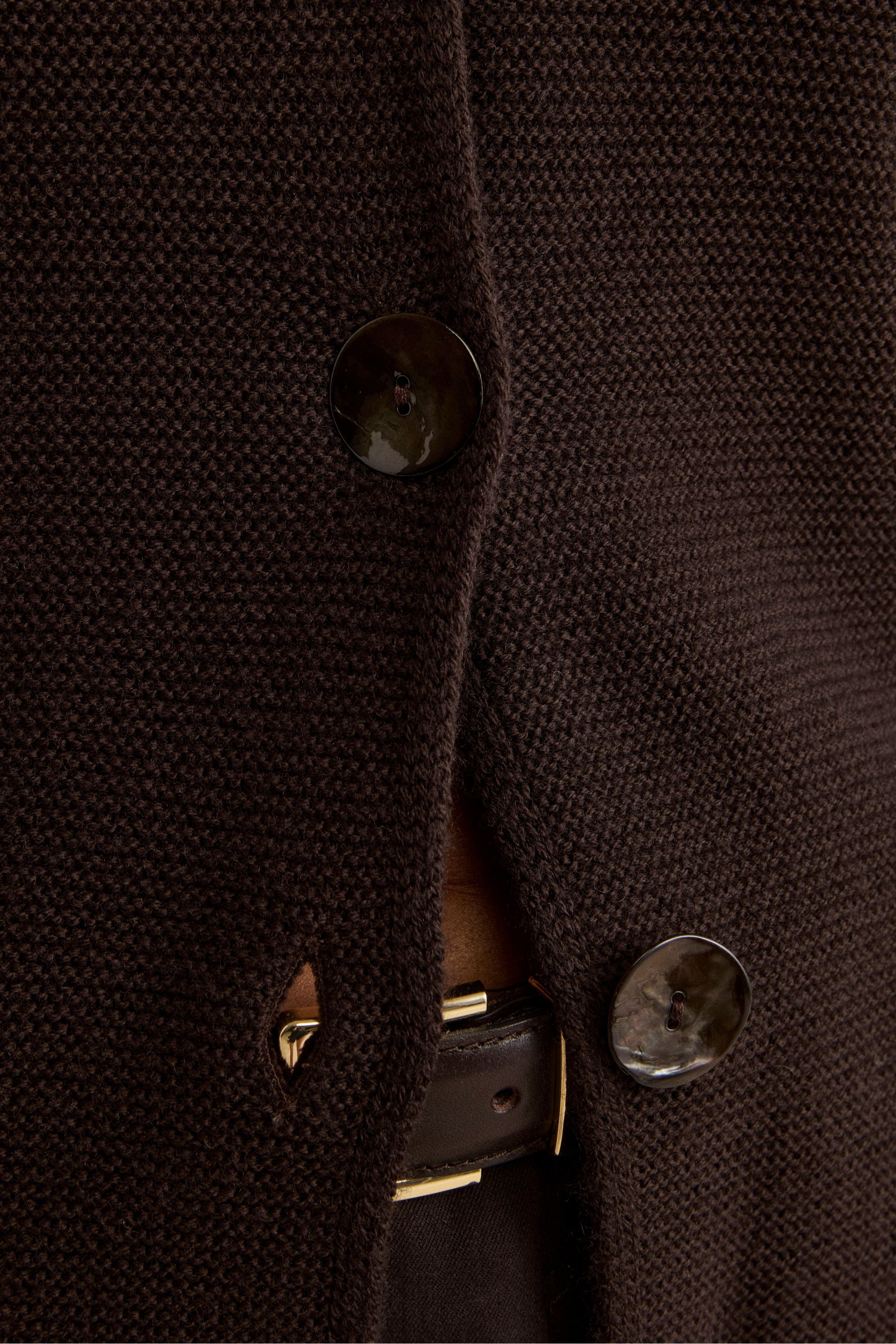 Merino Wool Cardigan - Dark brown