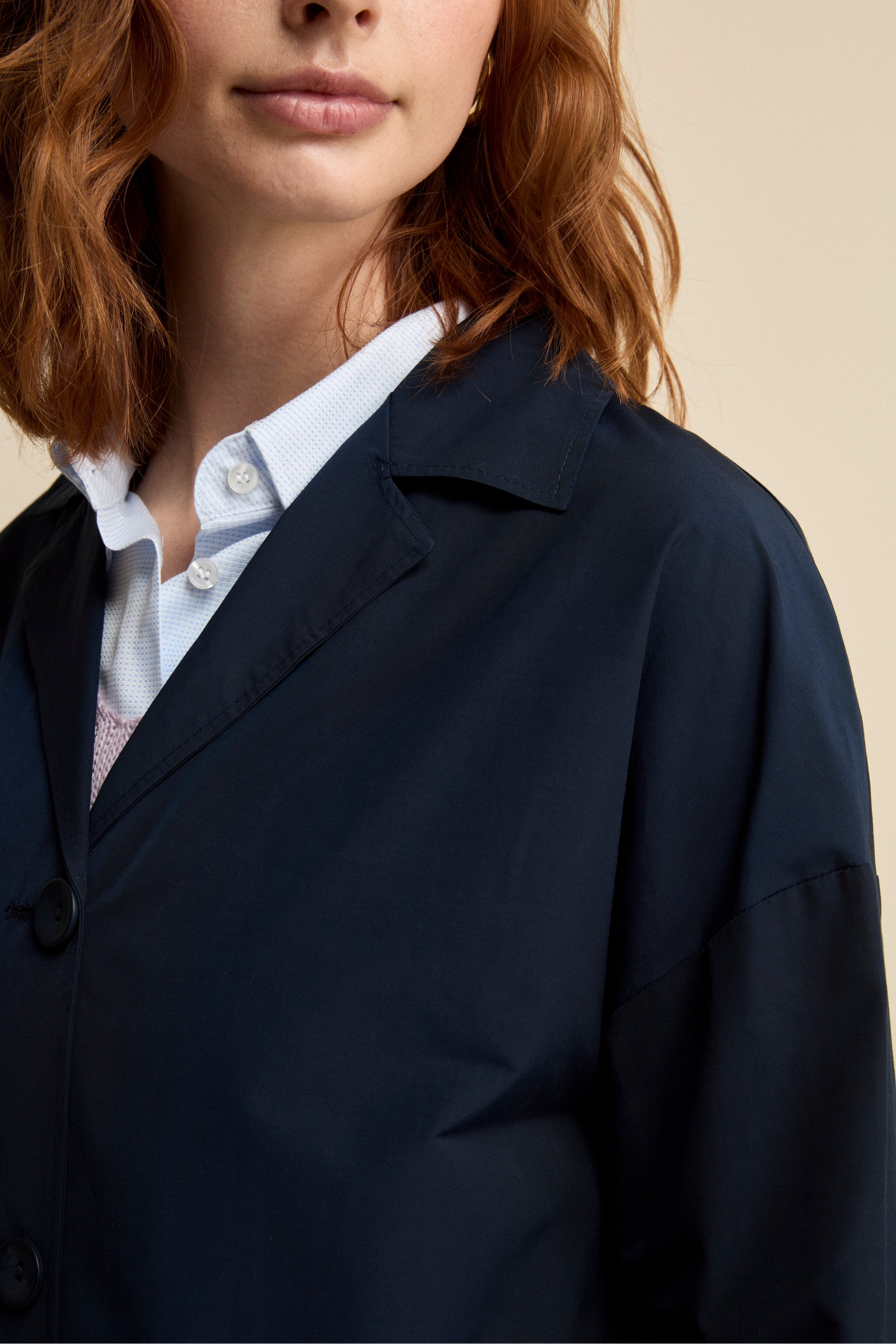 Giacca Impermeabile Sfoderata in Misto Cotone - BLU