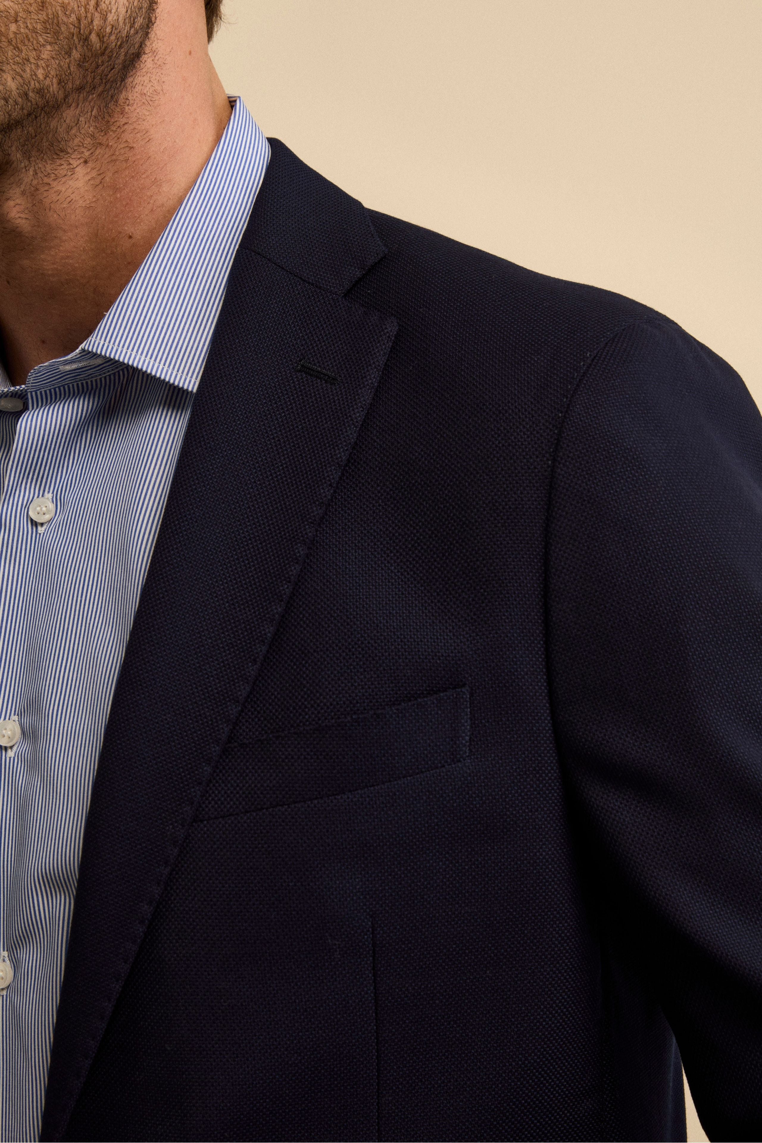 Slim Fit Single-Breasted Jacket in Virgin Wool - BLUE