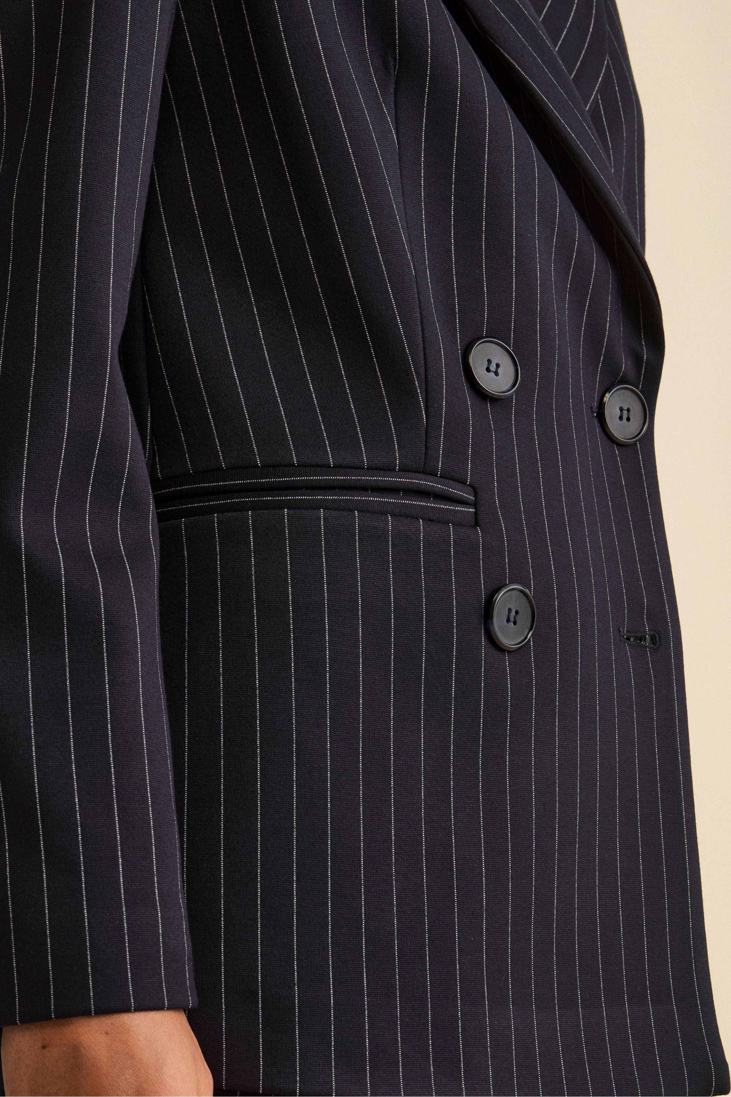Gestreifter Doppelreiher-Anzug - Blauer Pinstrip