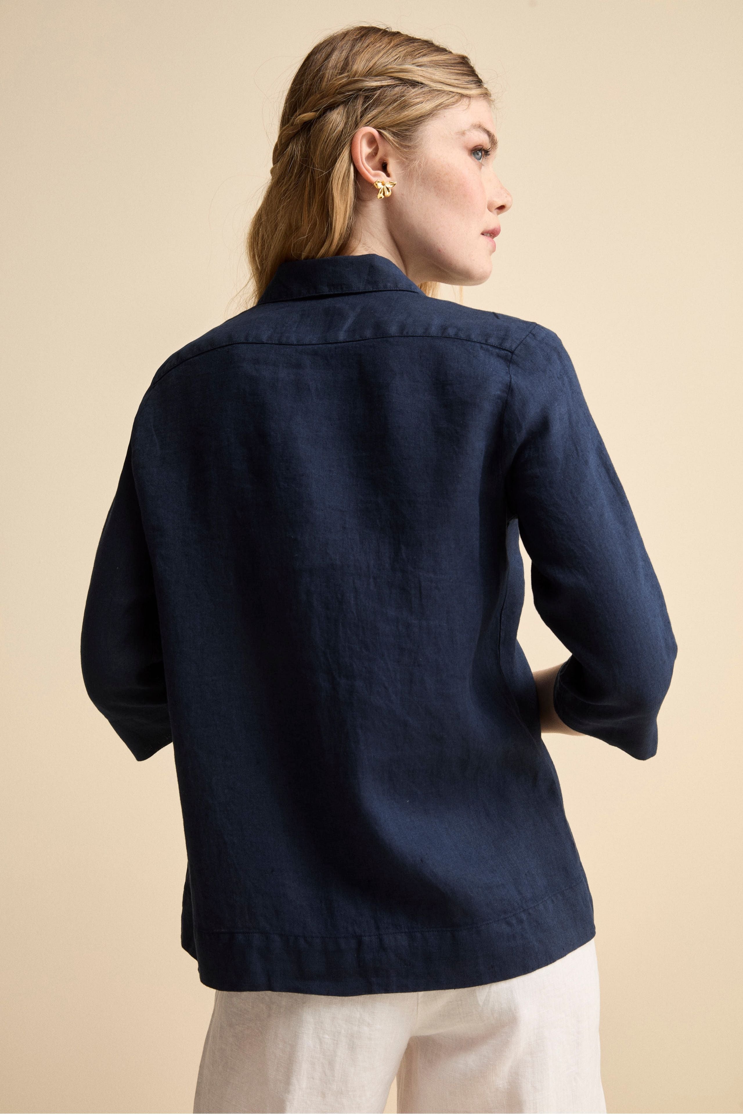 Camicia Boxy in Lino - NAVY