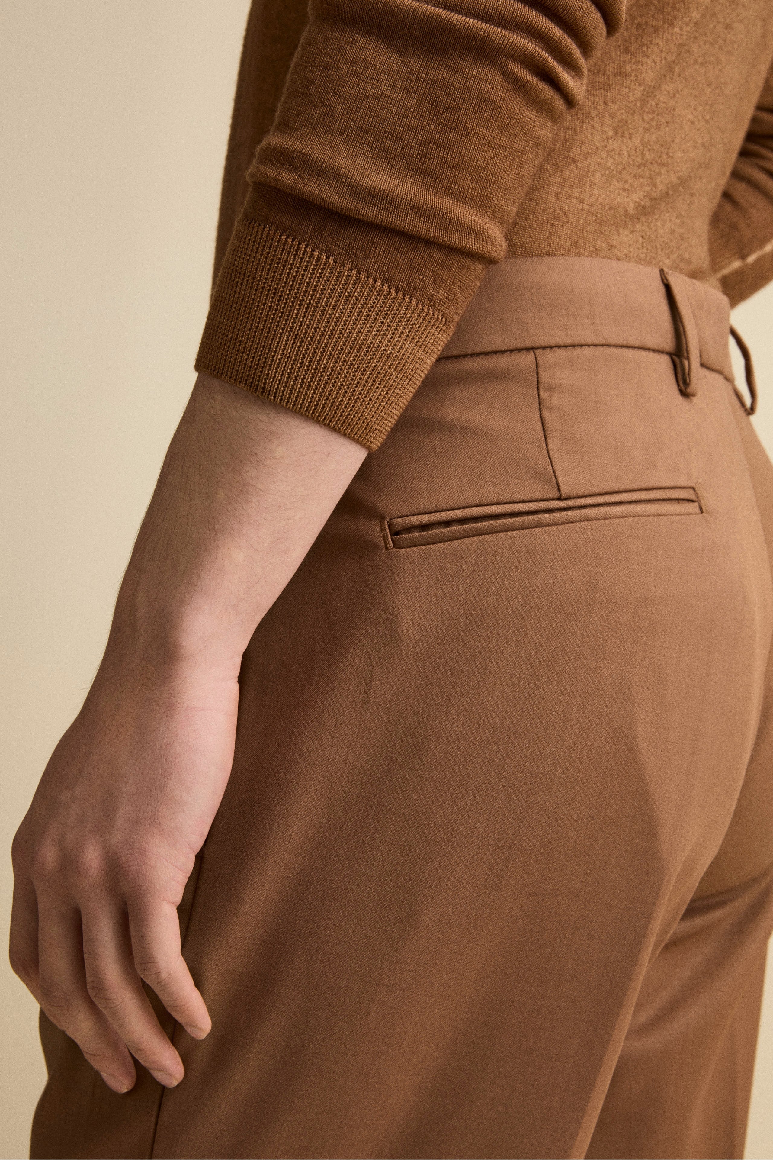 Straight-Leg Wool-Blend Trousers with Pleats and Cuffed Hem - Cappuccino