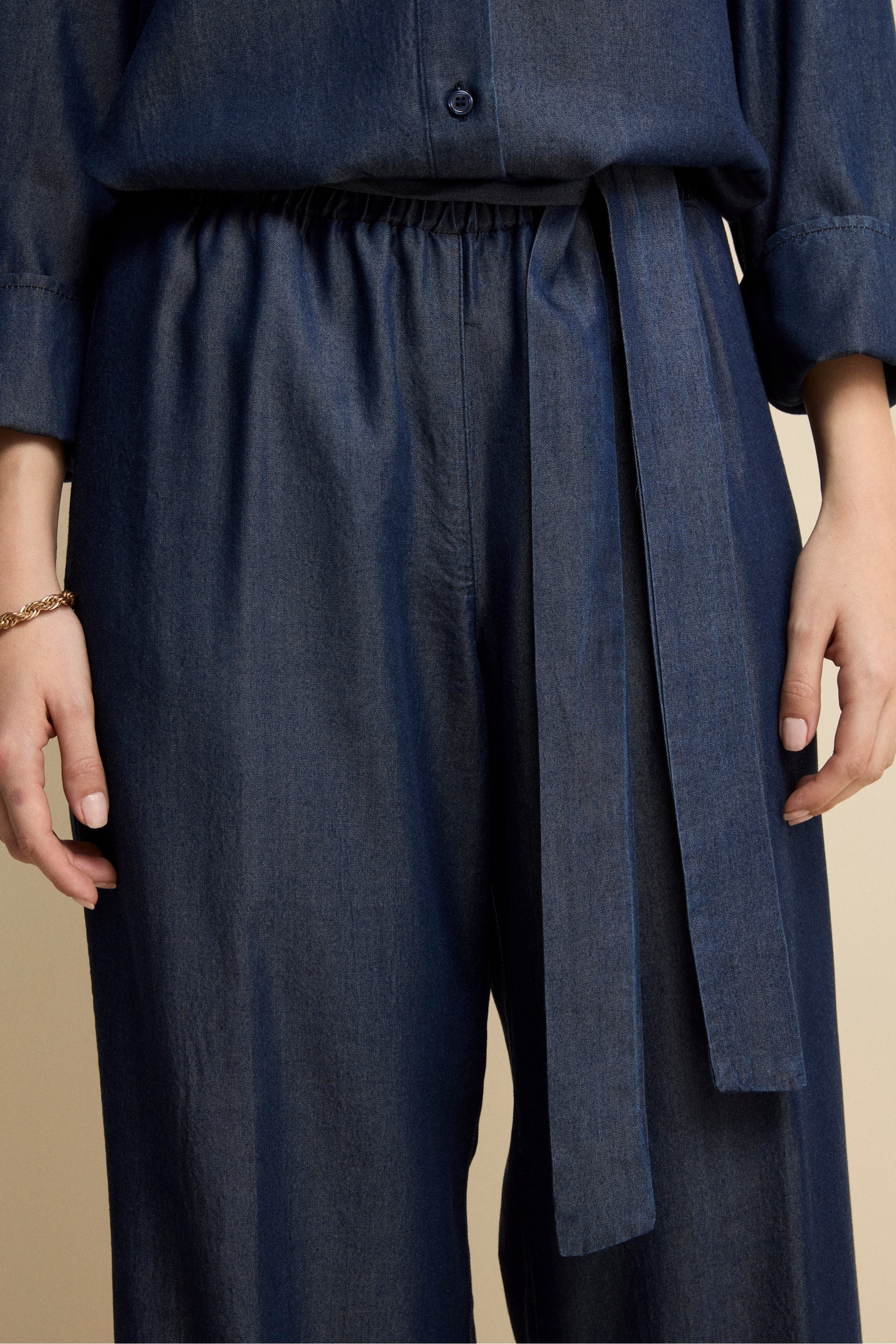 Pantalone Denim Over con Fusciacca - BLU