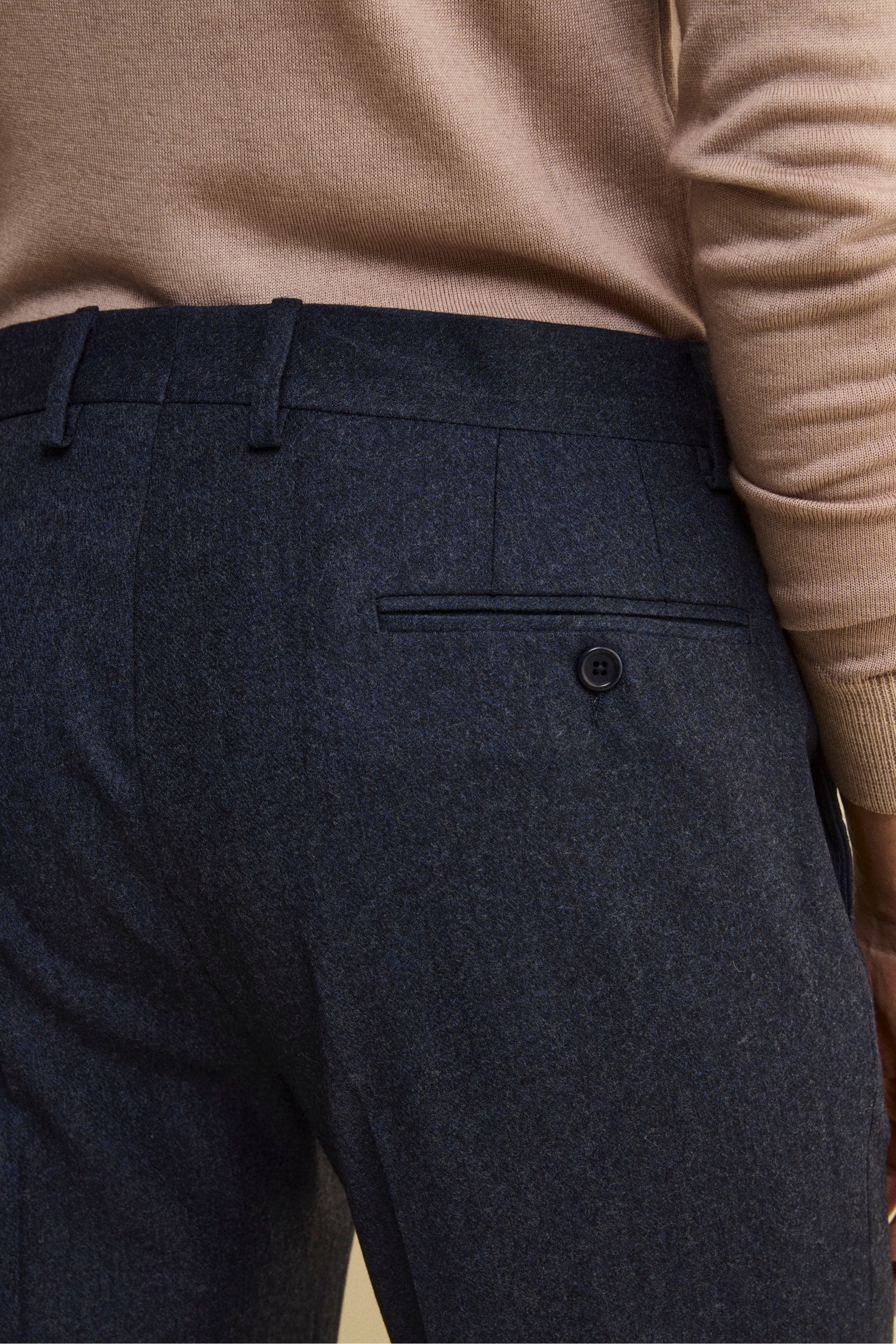 Regular Fit Wool and Cashmere Trousers - BLUE