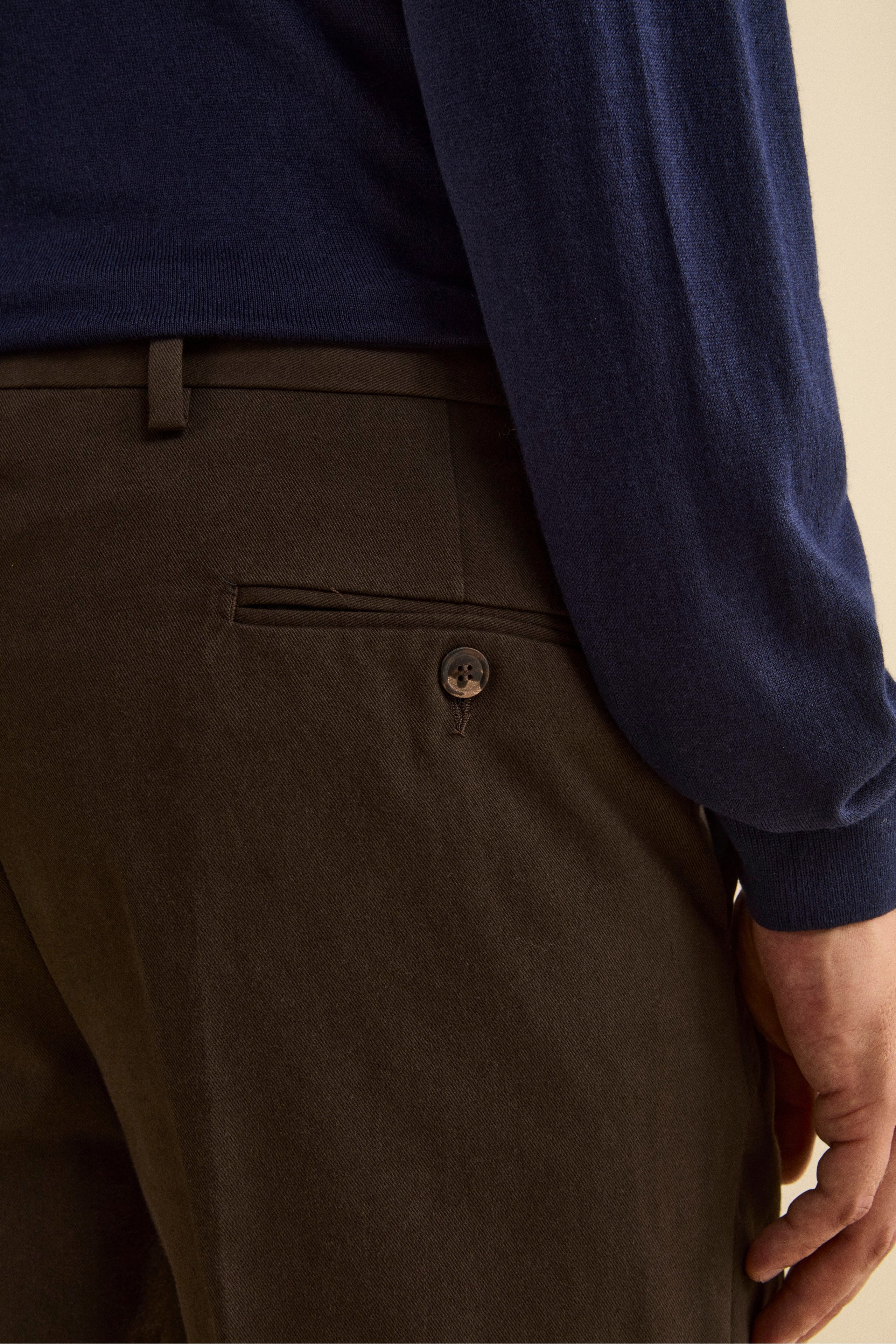 Regular Fit Chino Trousers in Gabardine - brown