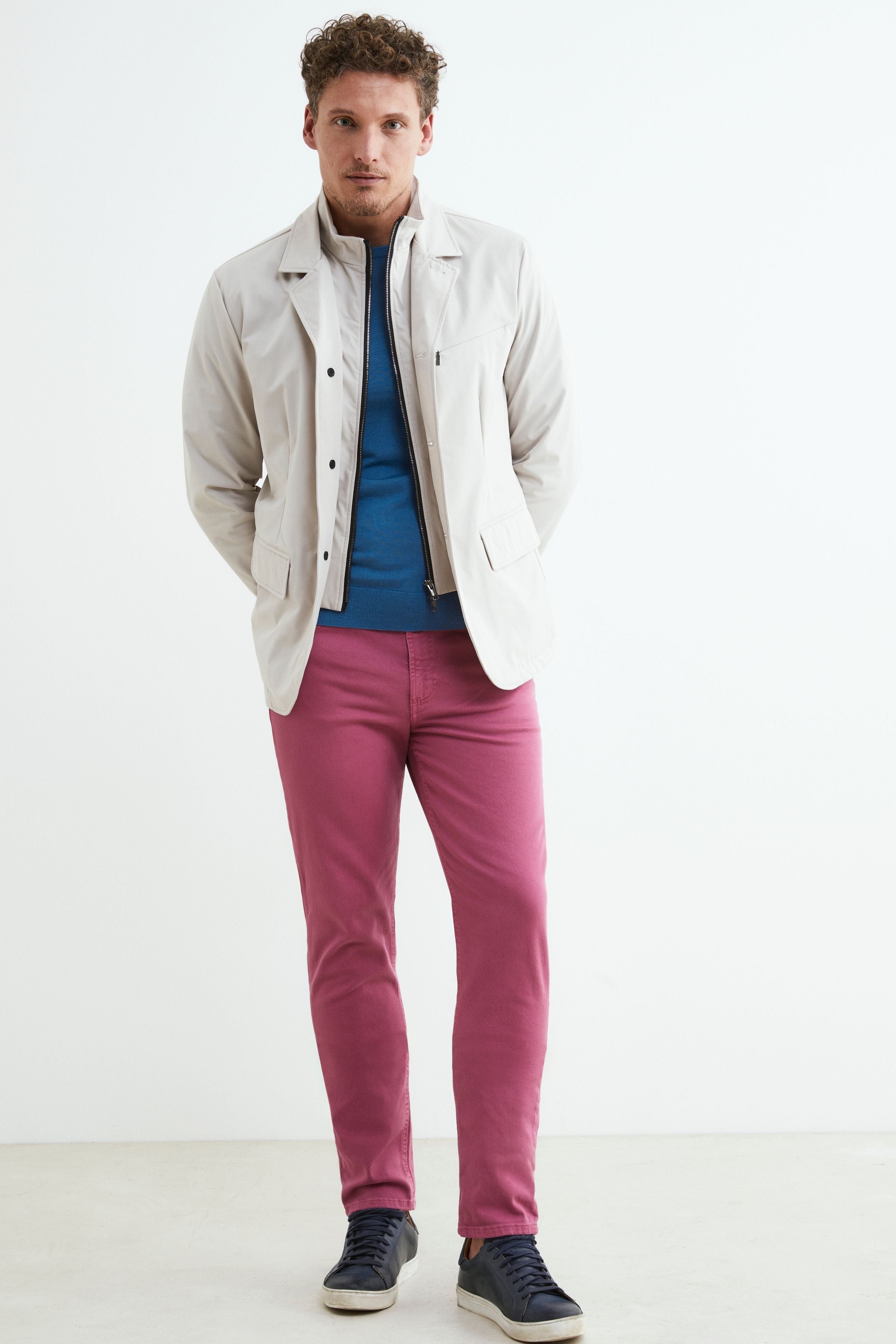 Pantalone 5 tasche in cotone - ROSA SCURO