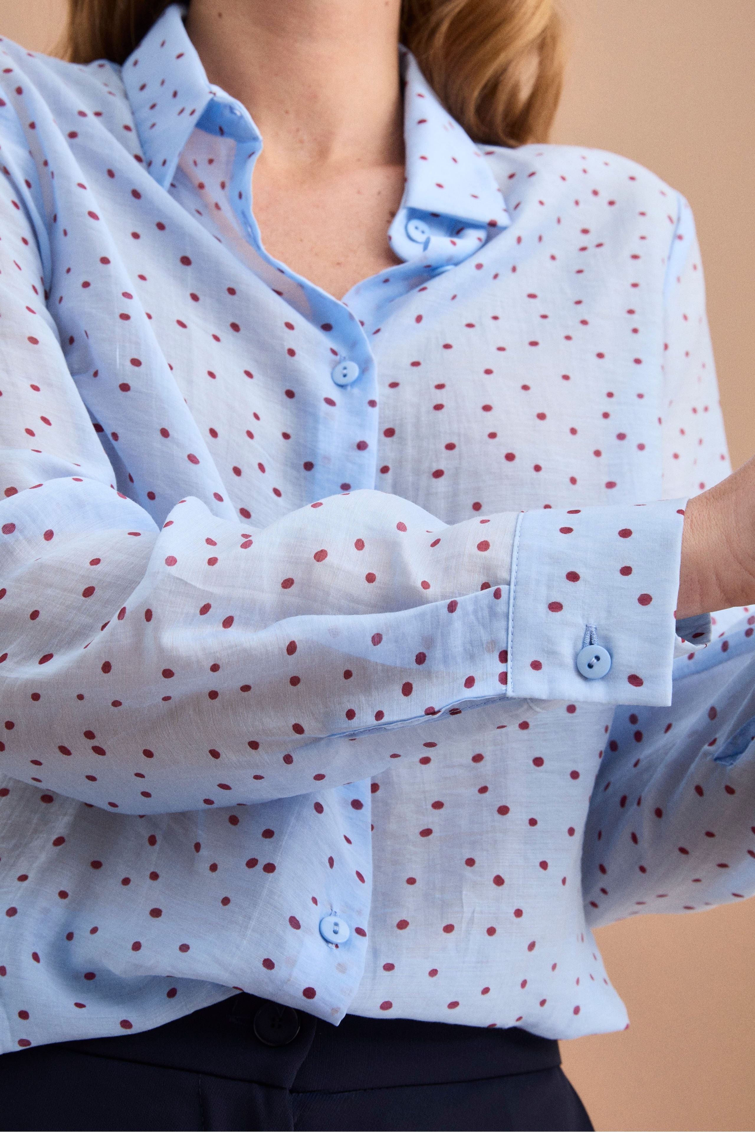 Camicia Boxy con Manica Lunga - POIS BORDEAUX