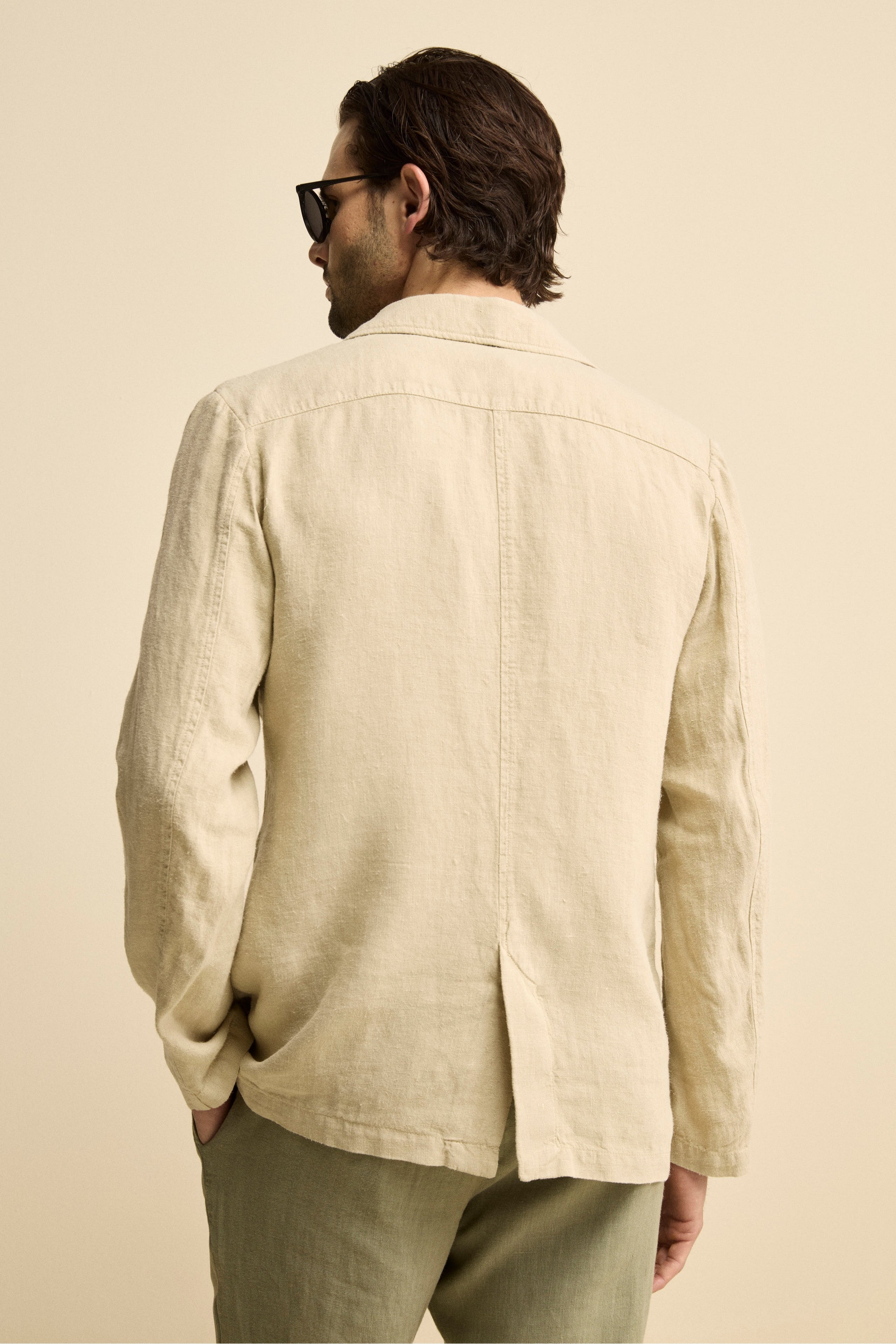 Giacca Beige in Lino - BEIGE