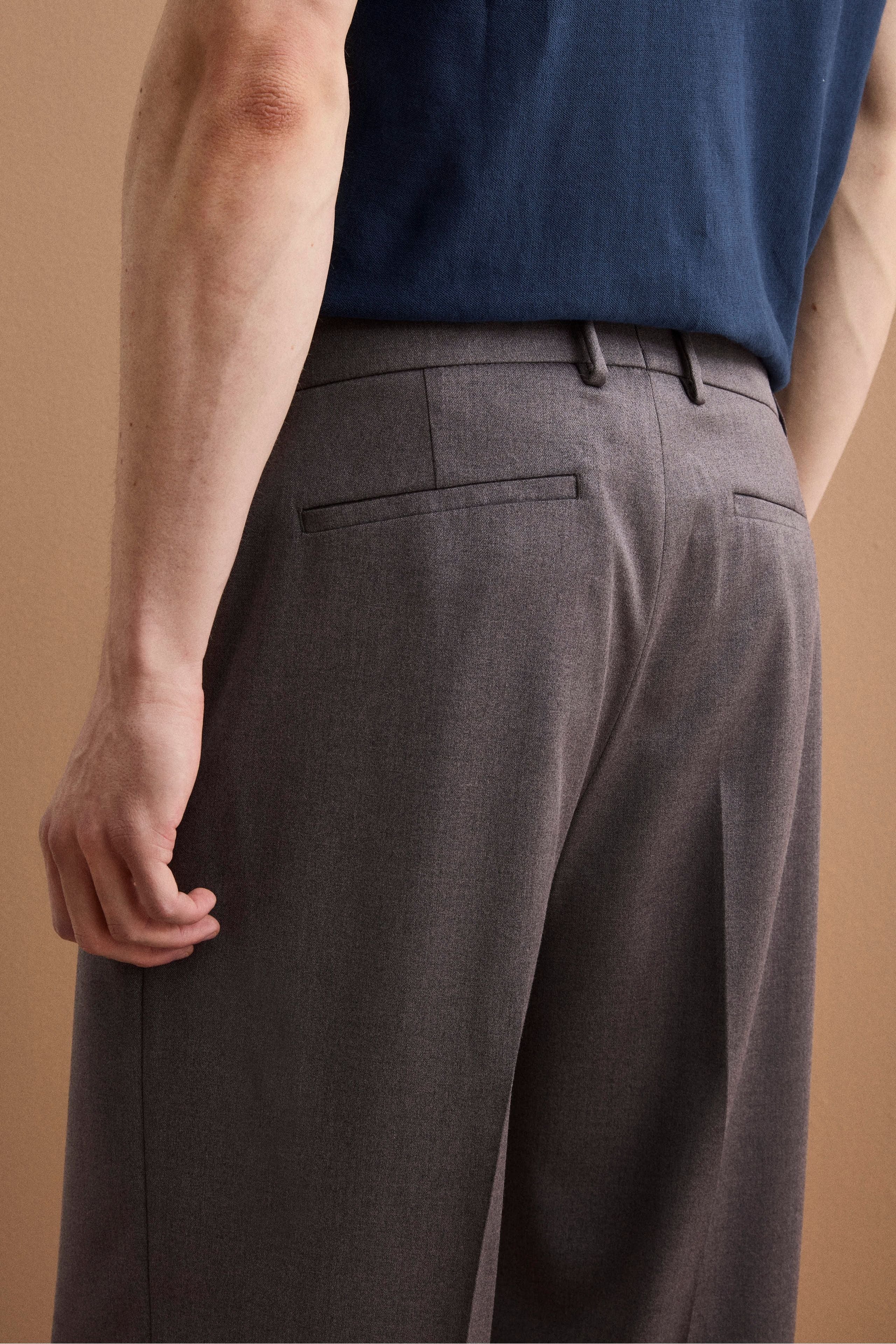 Weite Hose aus Wollmischung mit Bundfalten - Anthrazitgrau