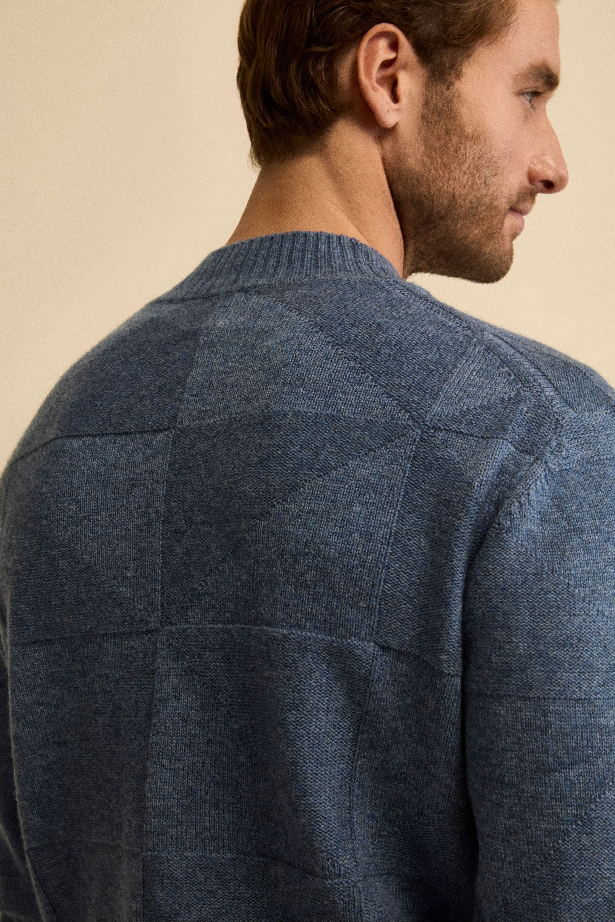 Jacquard Mock Neck in Wool and Cashmere - Melange Jeans