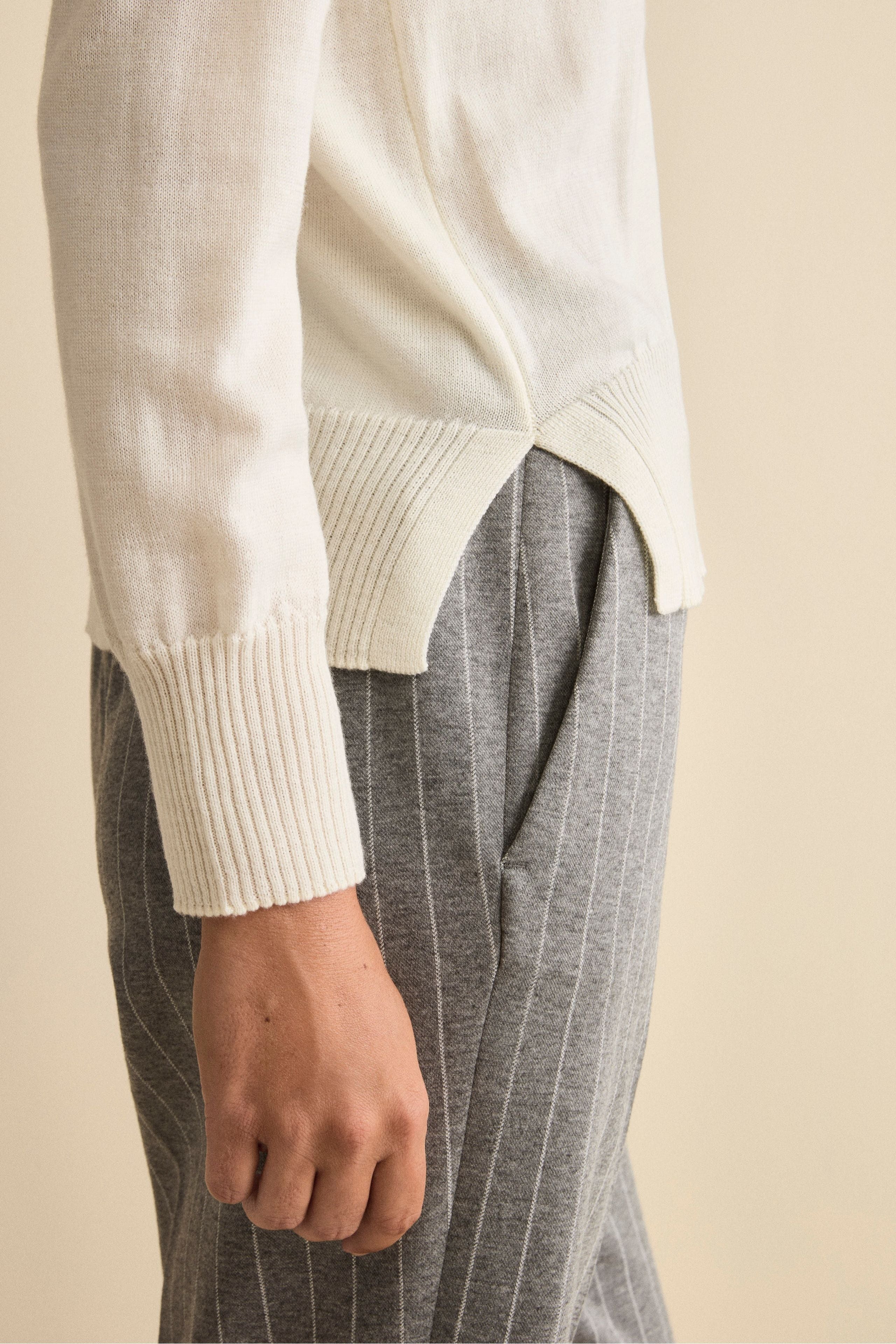 Henley-Pullover aus Merinowolle - ECRU