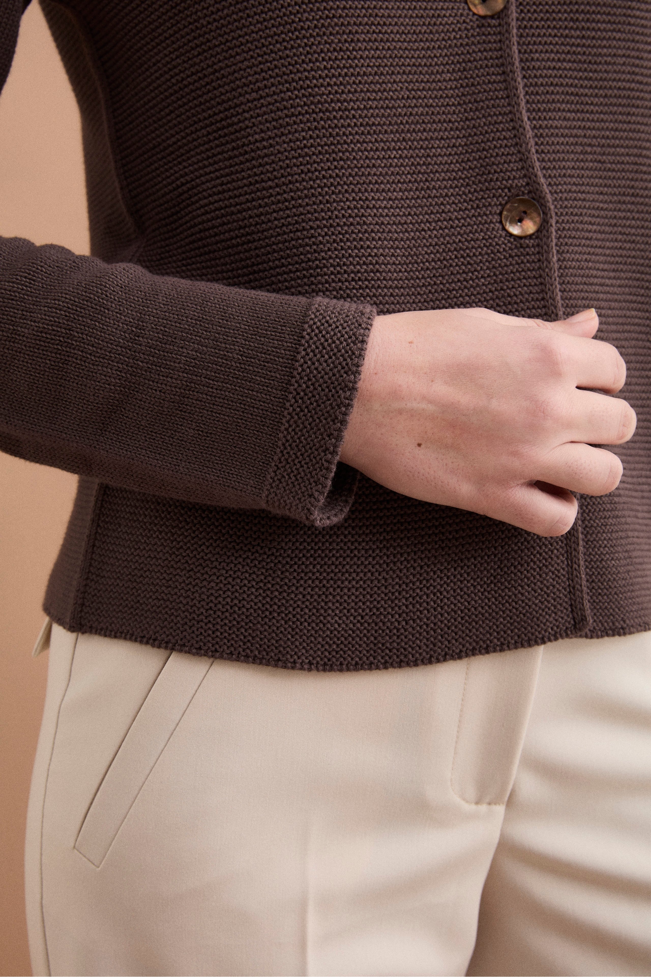 Cardigan Links Scollo a V in Cotone - TERRA