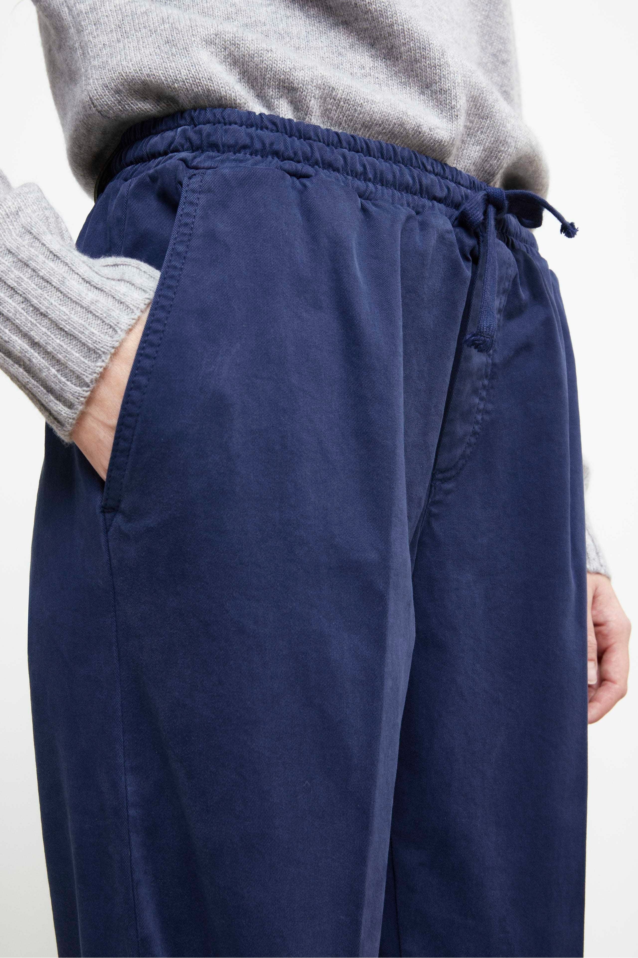 Pantalone Coulisse in Gabardina - BLU APERTO