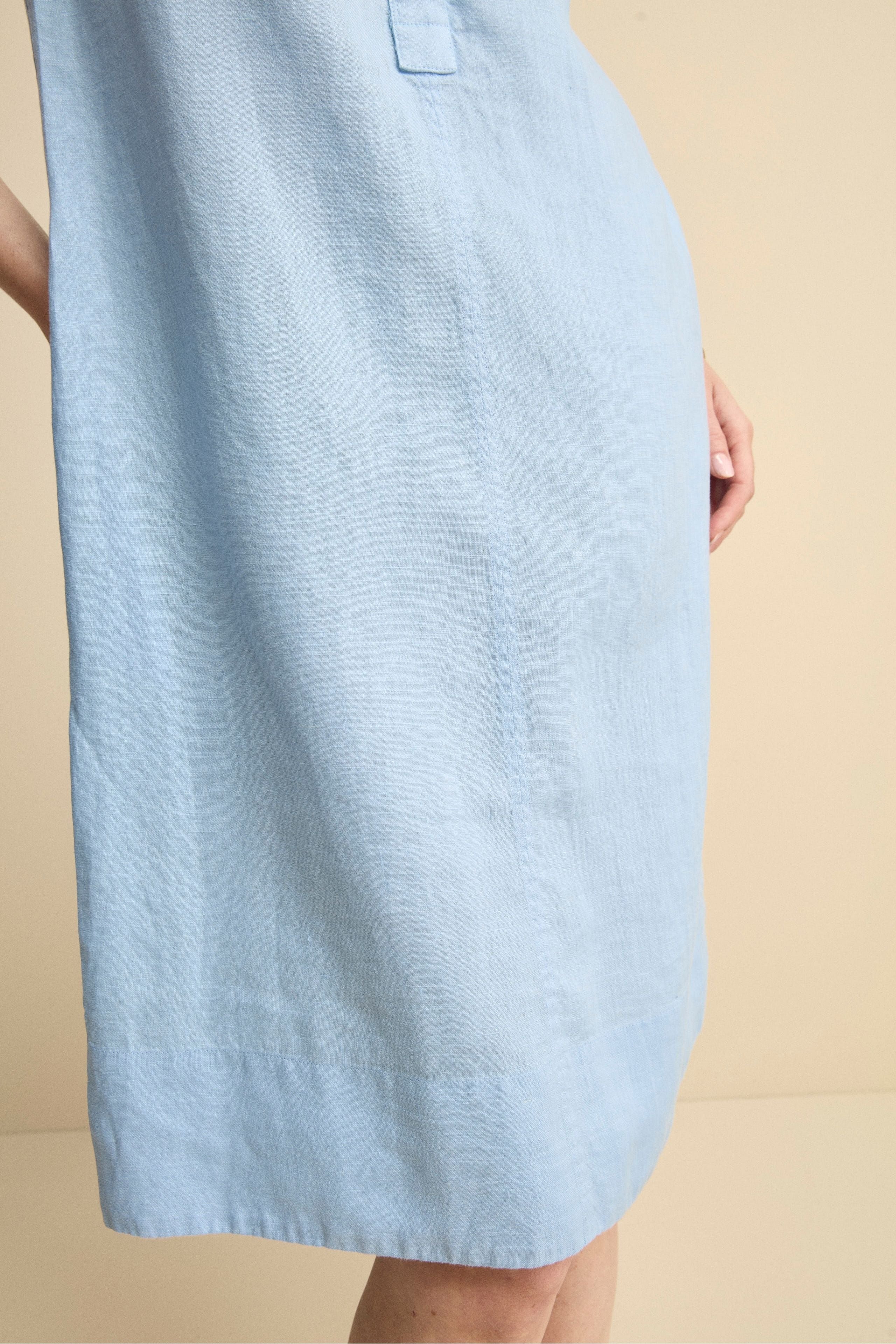 Abito Chemisier Smanicato in Lino - AZZURRO