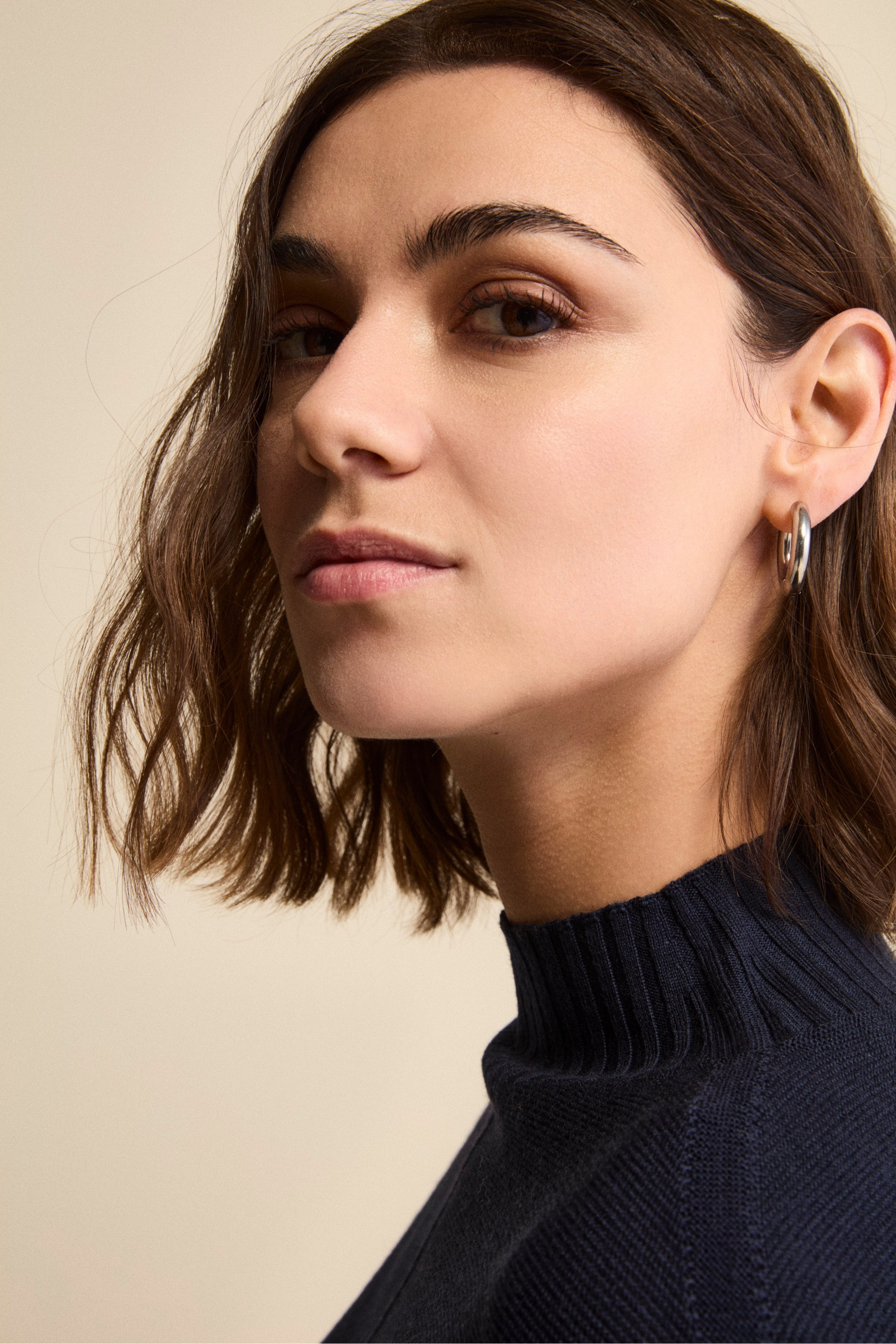 Links-Knit Turtleneck in Merino Wool - BLUE