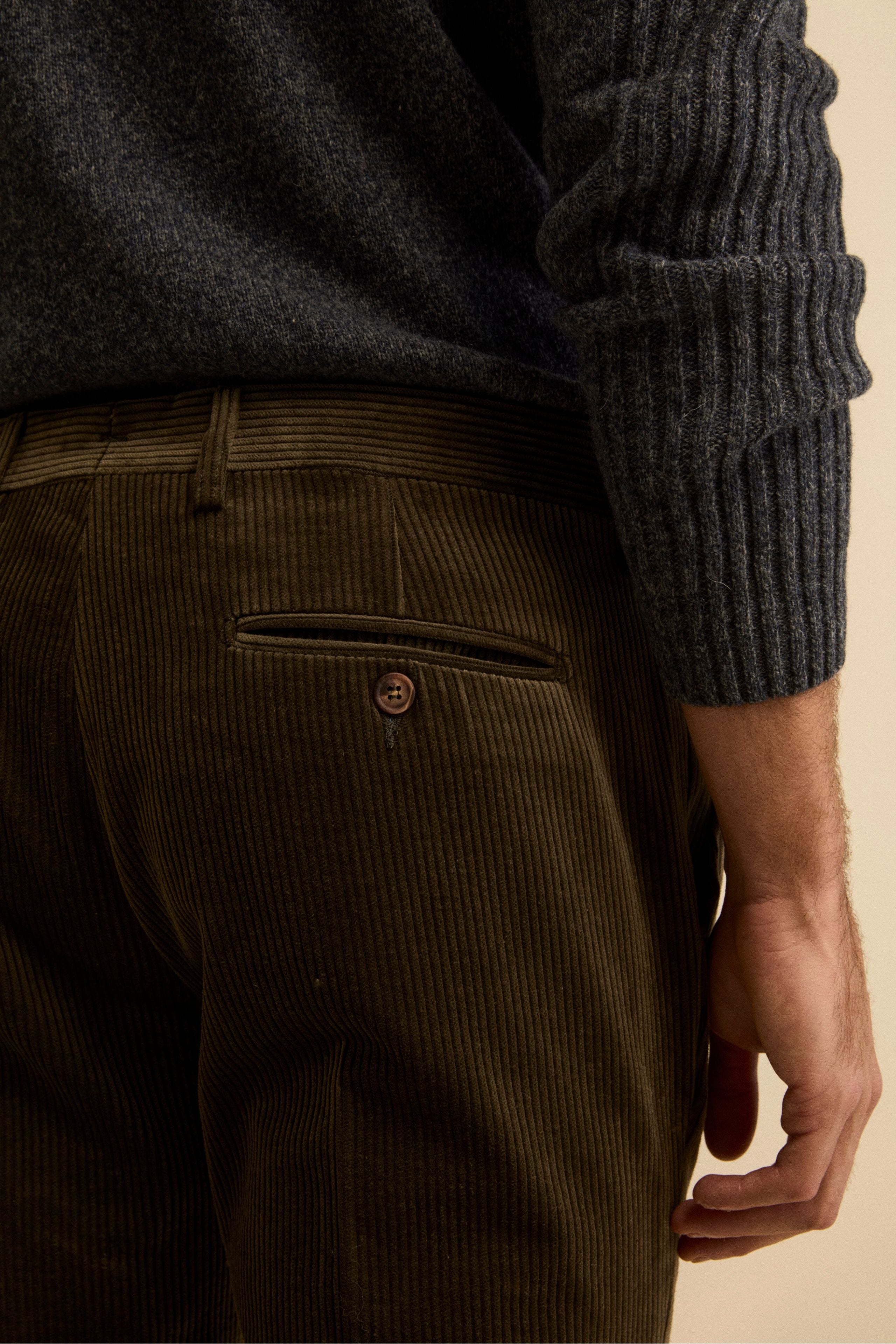 Pantalon Regular Fit en Velours - VERT