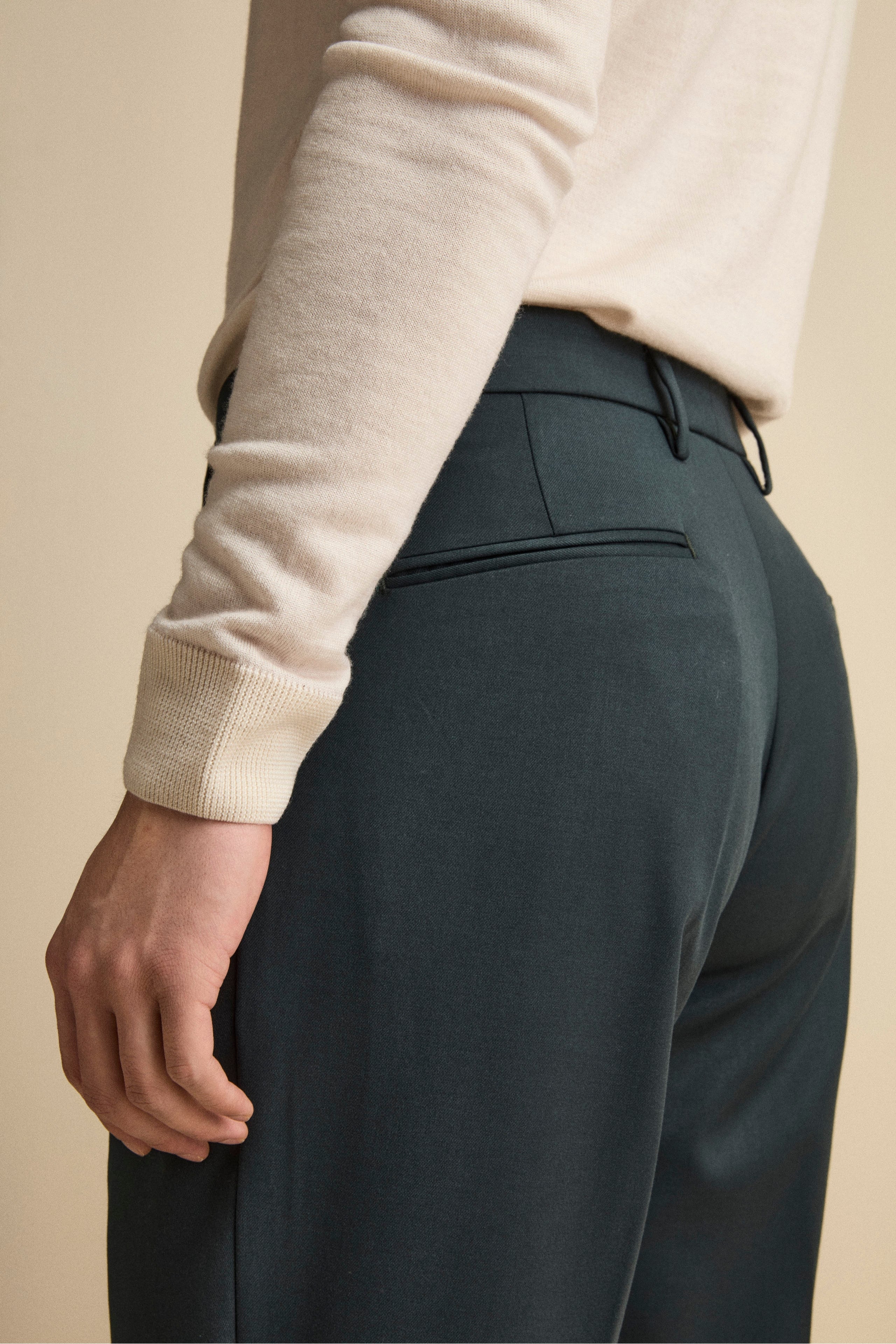 Straight-Leg Wool-Blend Trousers with Pleats and Cuffed Hem - Dark green
