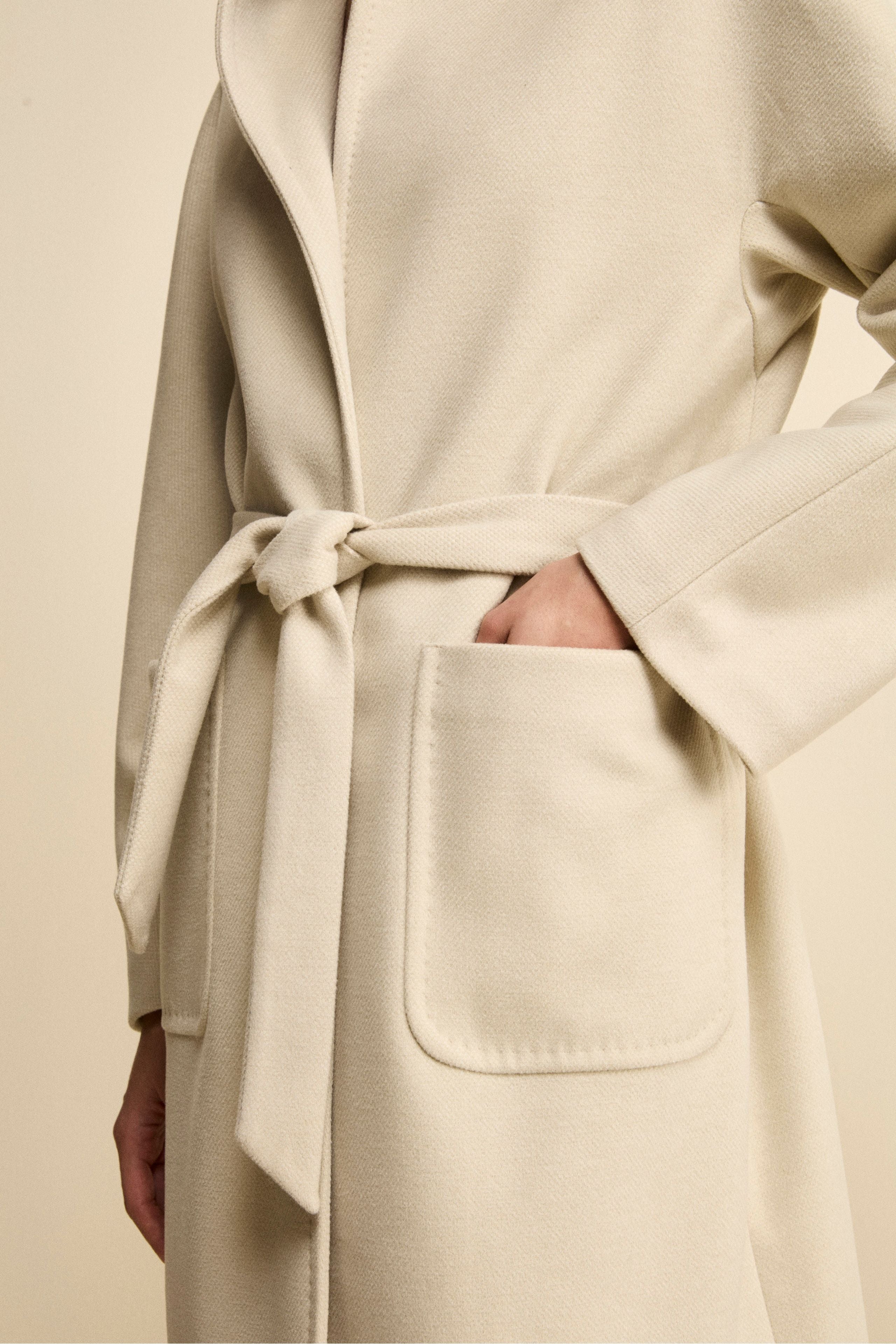 Long Lined Belted Coat - BEIGE