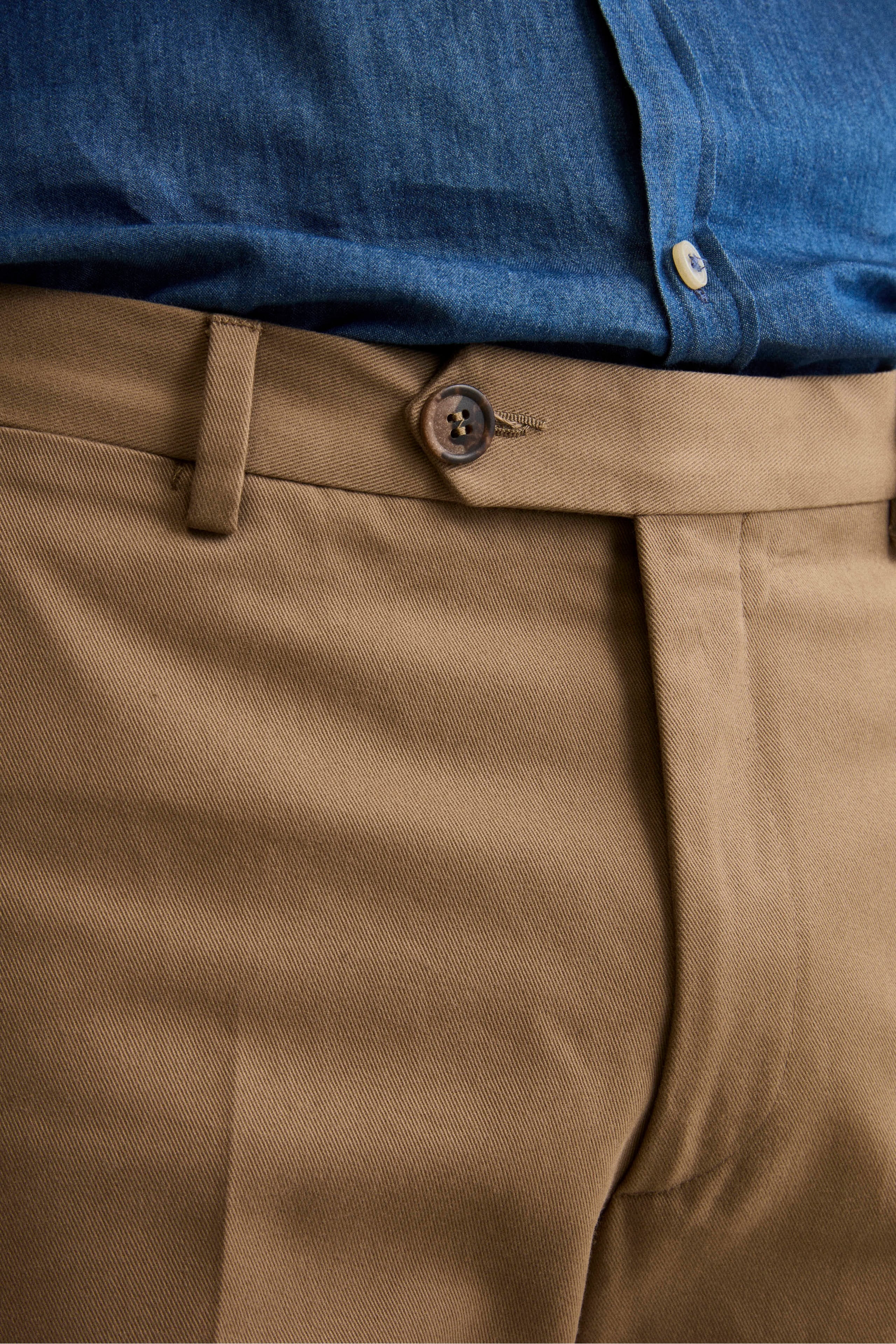Regular Fit Chino Trousers in Gabardine - BEIGE