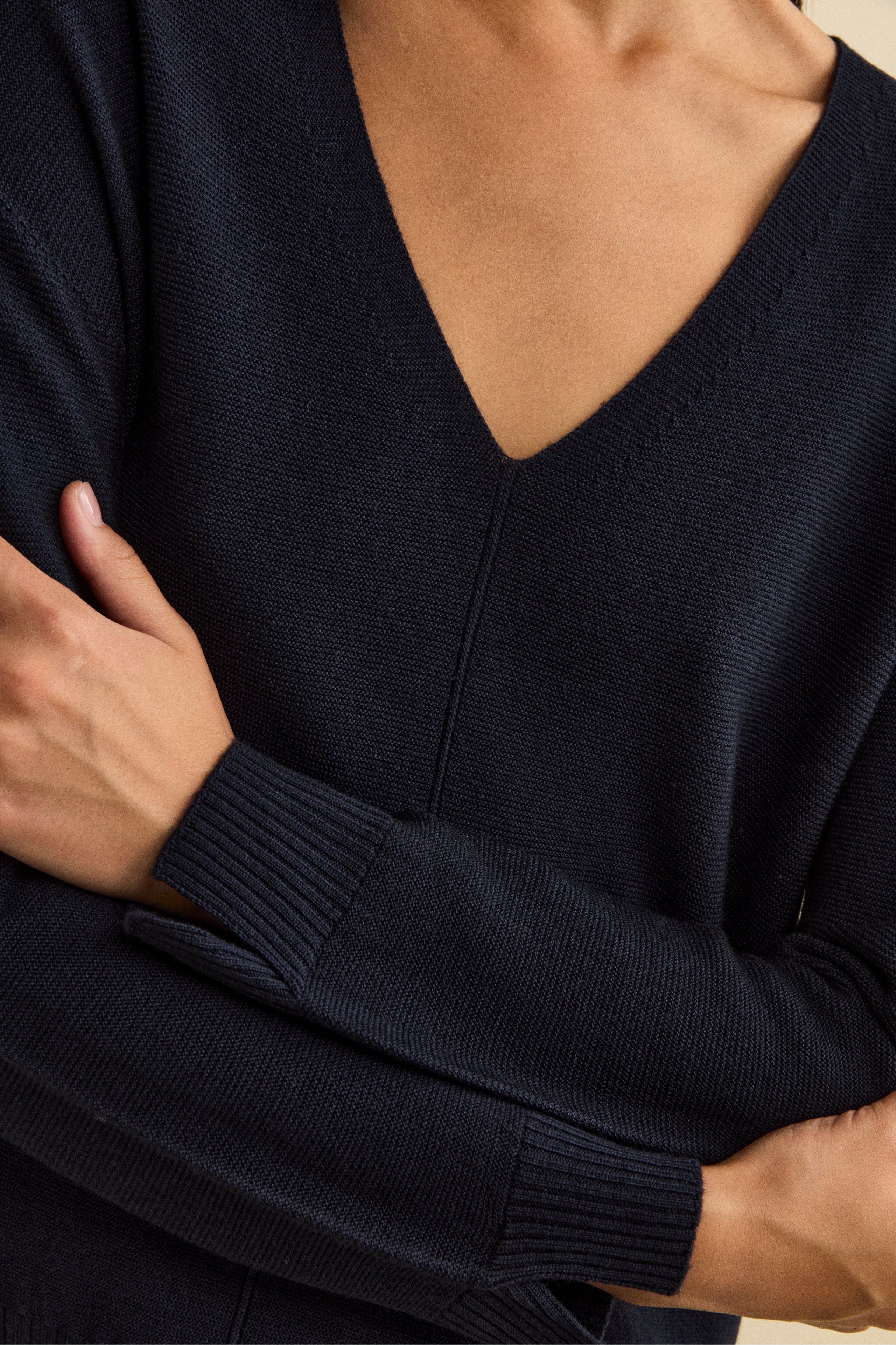 Pull Oversize à Col V en Laine Mérinos - BLEU