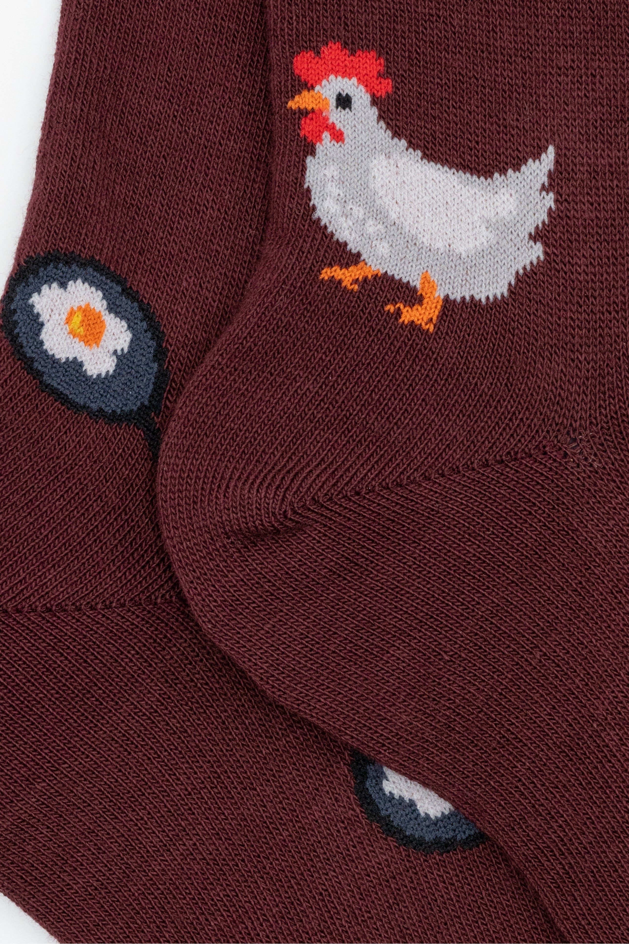 Long Cotton Socks with Pattern - Burgundy