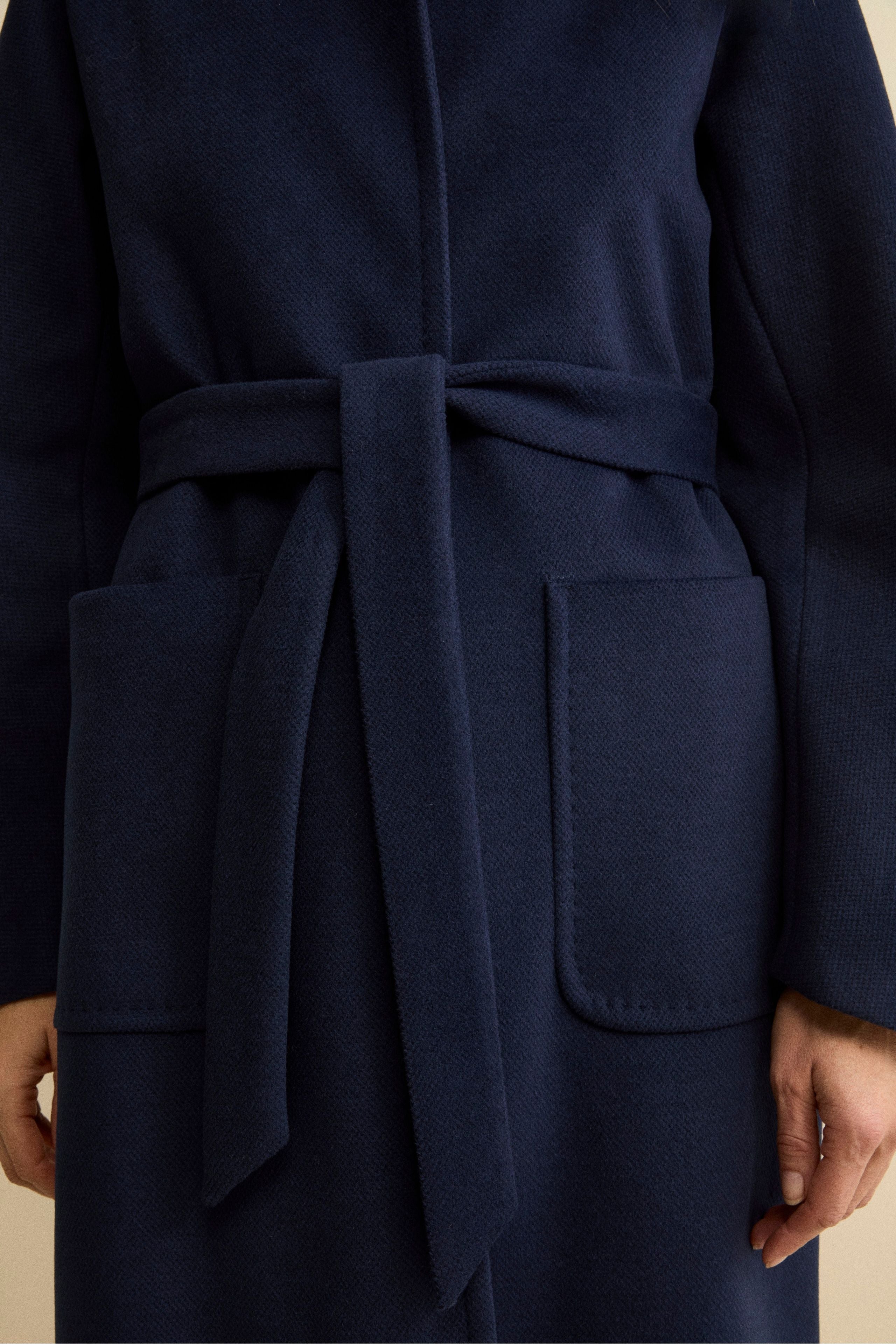 Long Lined Belted Coat - BLUE