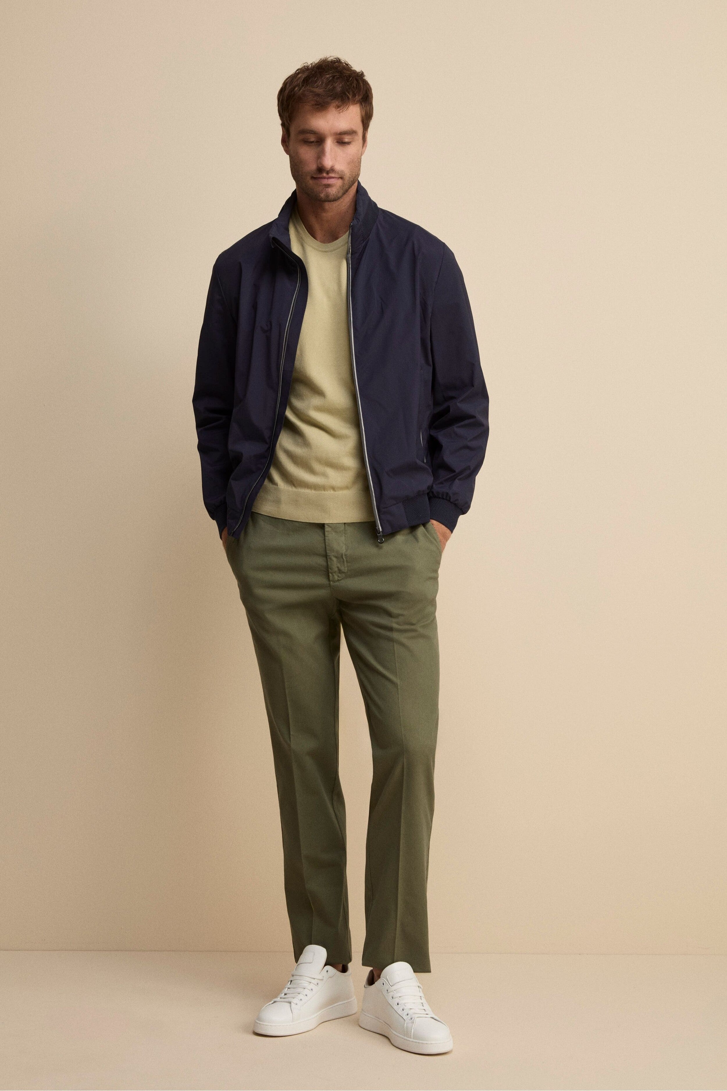 Pantalone Regular Fit in Cotone Armaturato - SALVIA