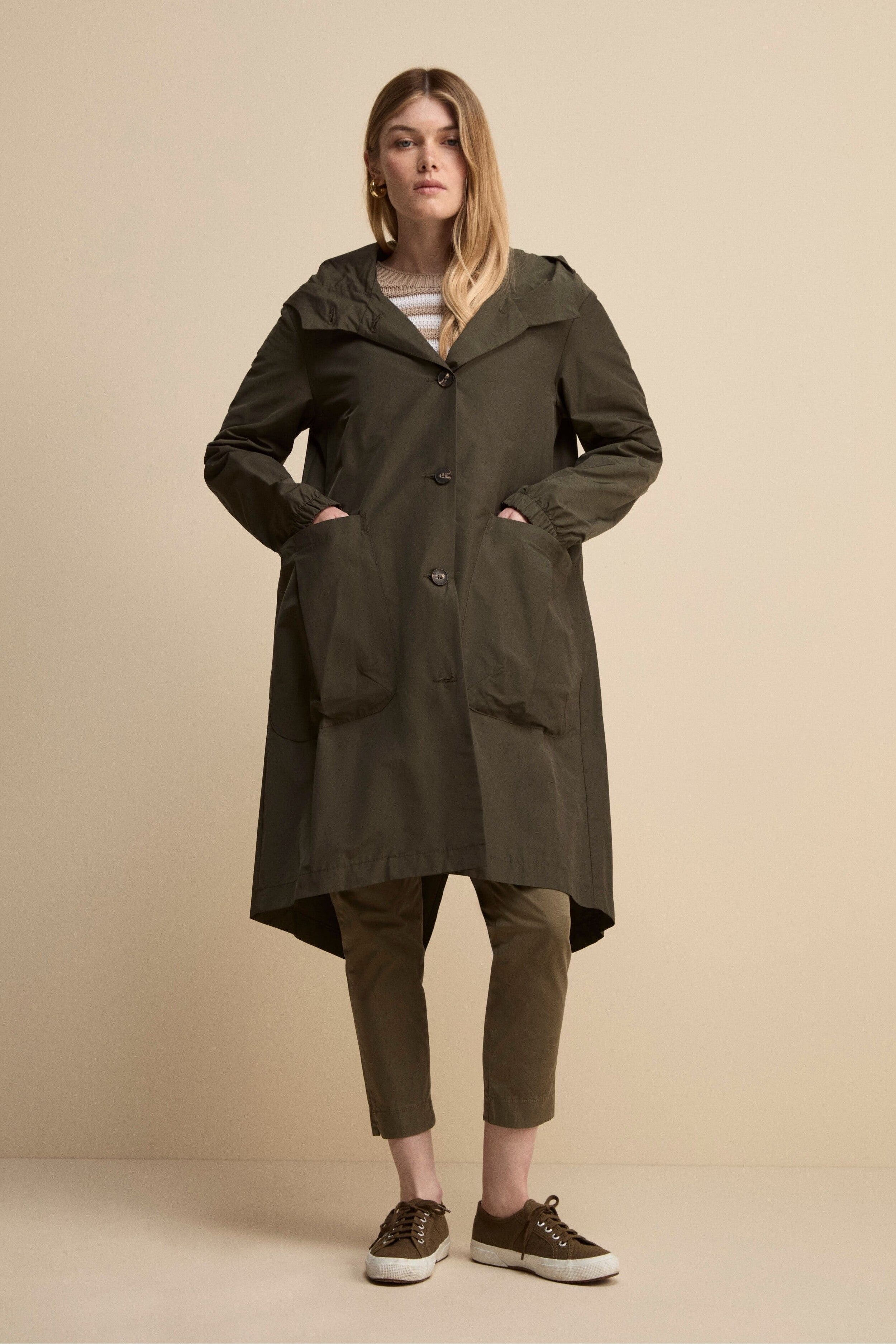 Pantalone Cropped in Cotone - VERDE MILITARE