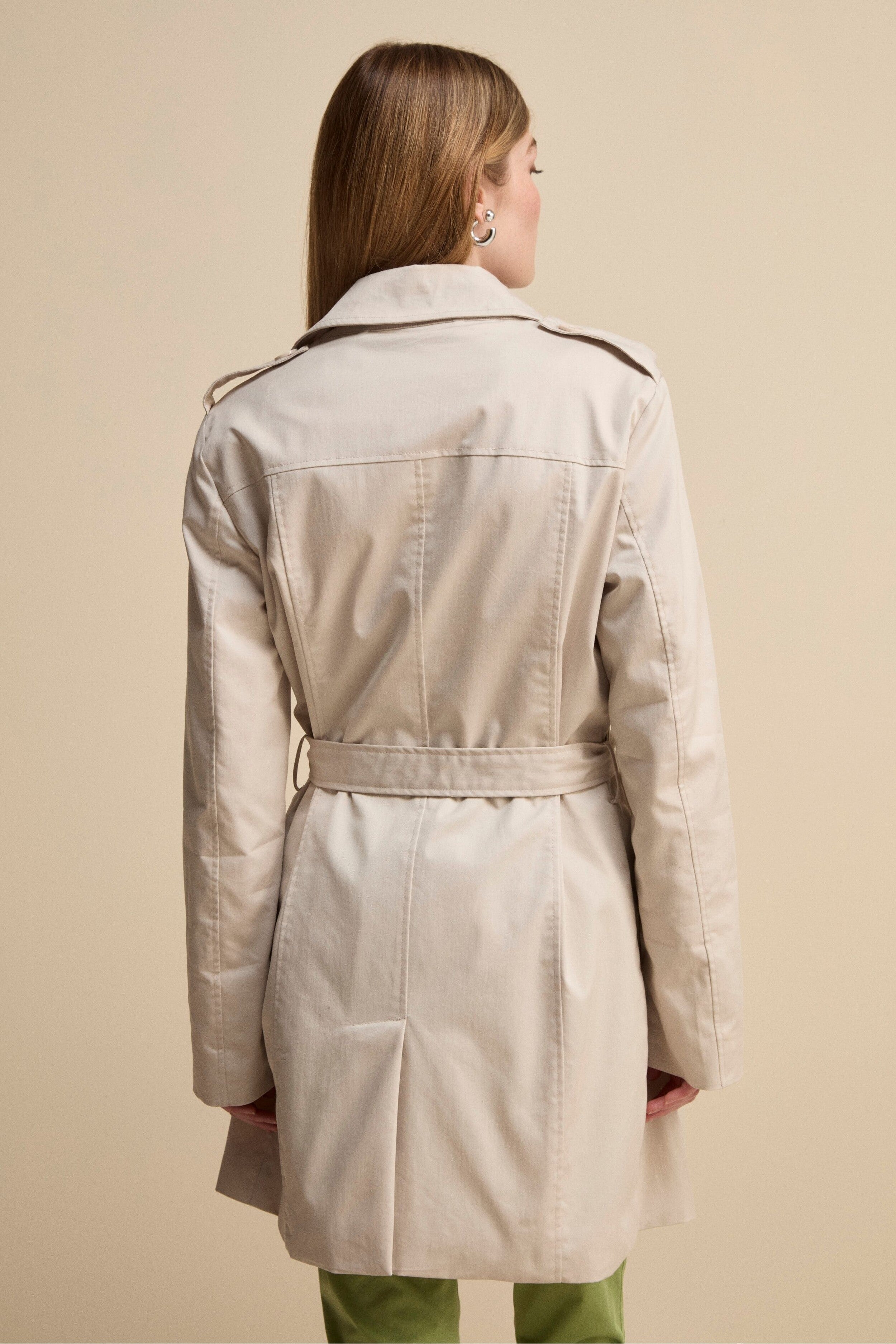Trench Midi Doppiopetto con Cintura - AVORIO