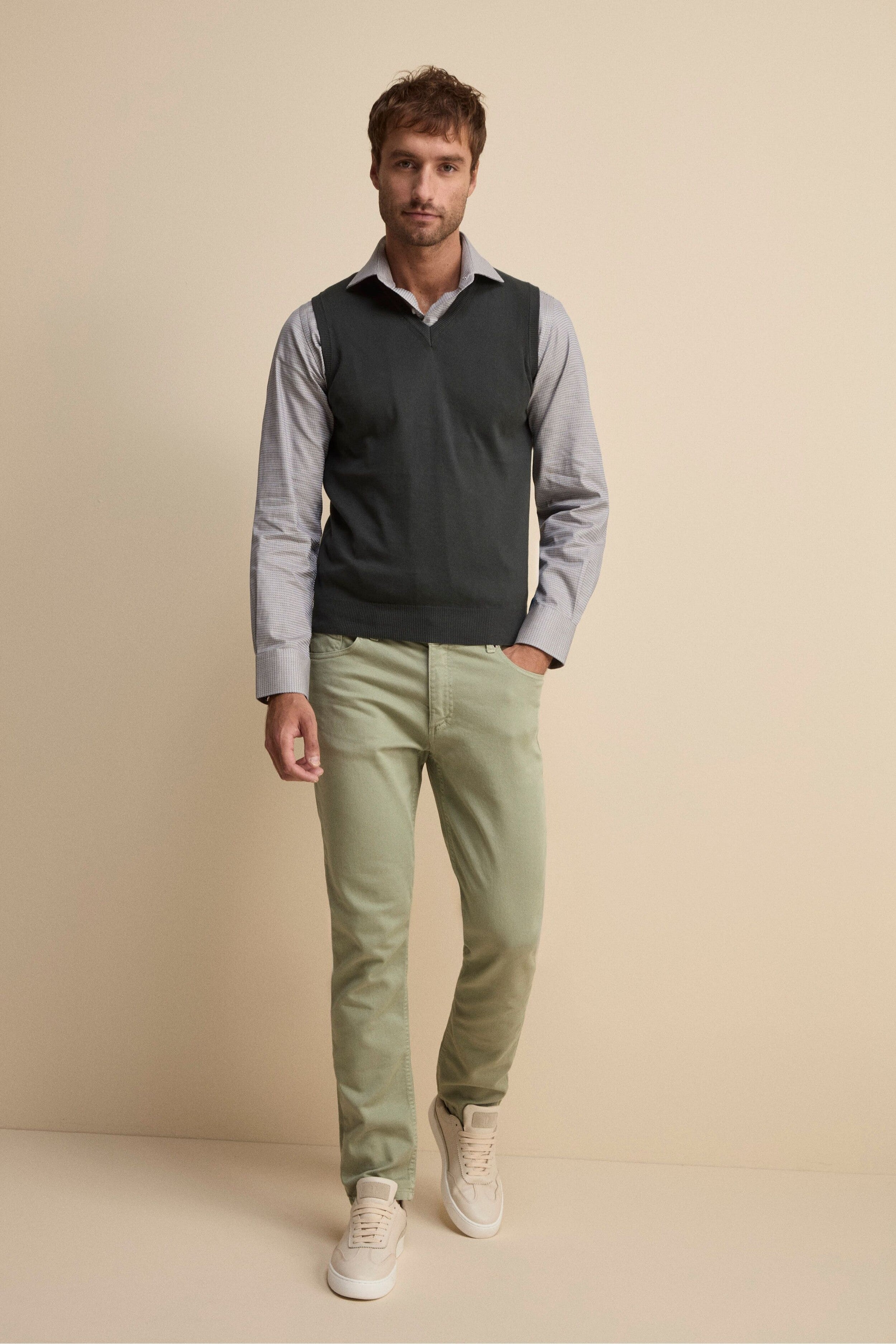 Pantalone Slim Fit Cinque Tasche in Denim - VERDINO