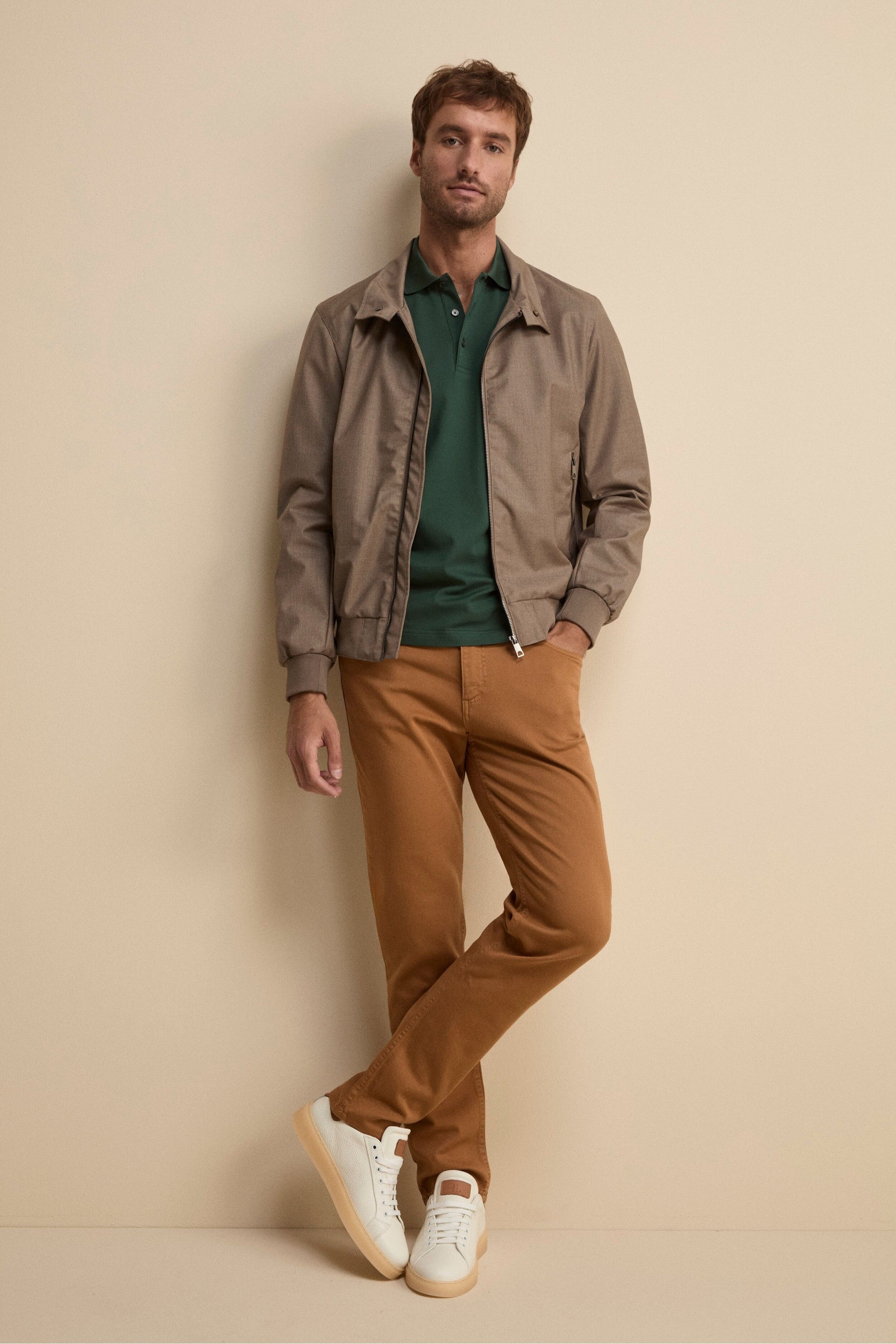 Pantalone Slim Fit Cinque Tasche in Denim - TABACCO