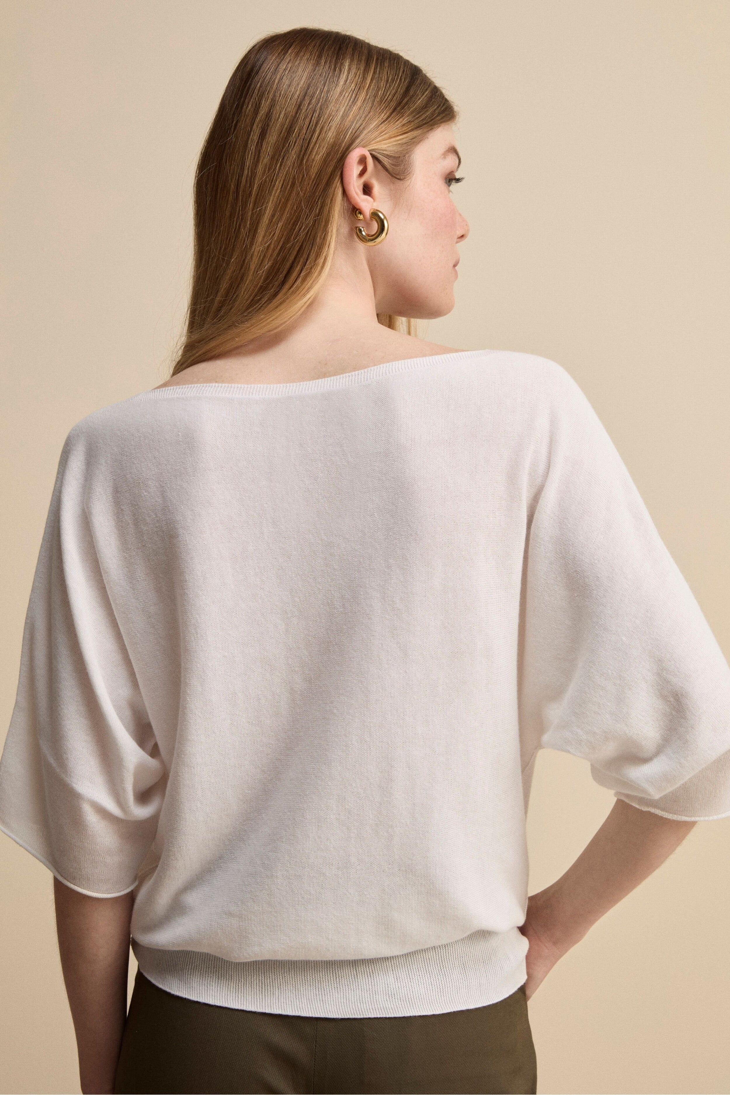 Maglia Barchetta in Cotone Crêpe - BIANCO