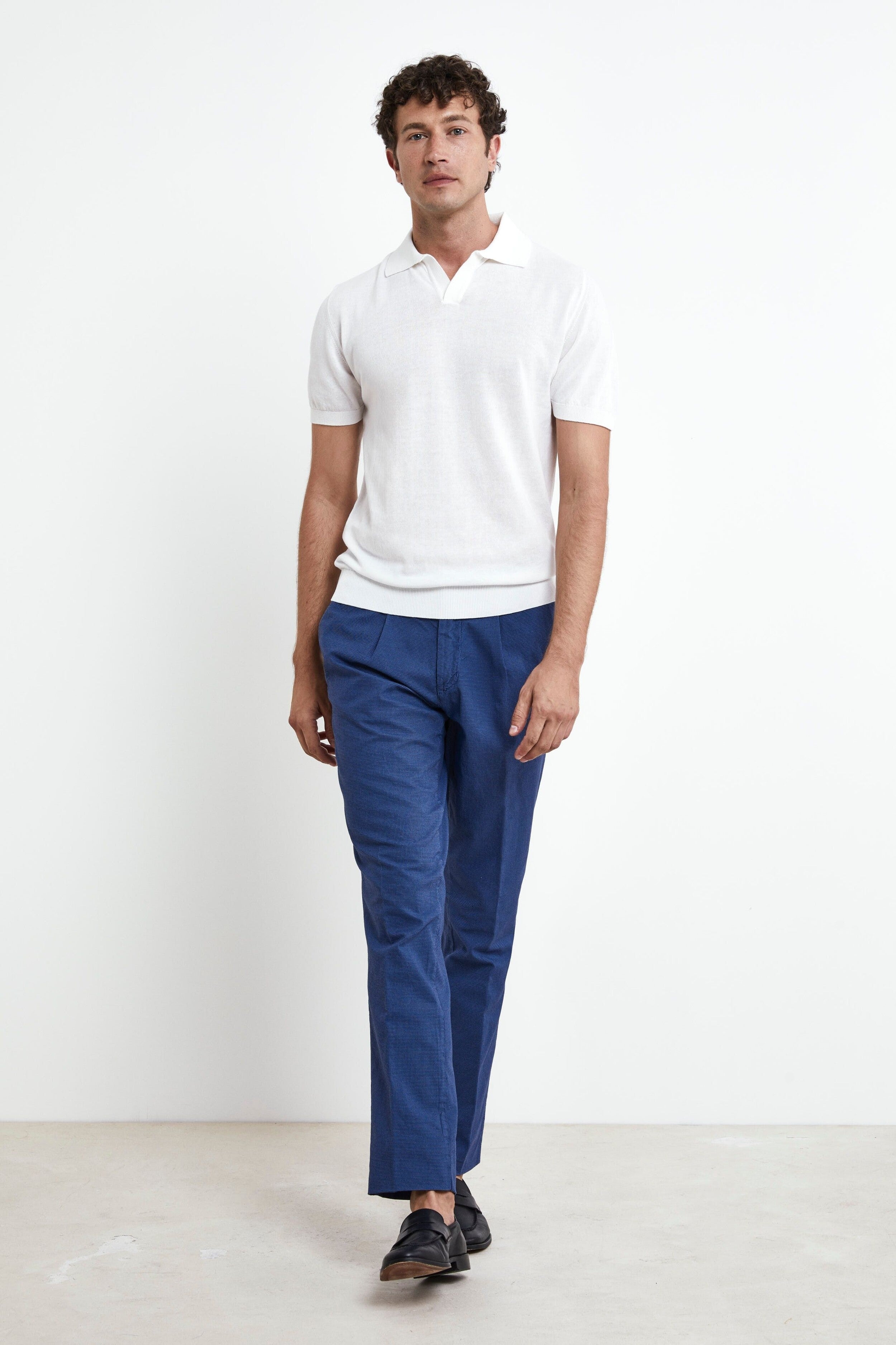 Pantalone fantasia in cotone - BLU APERTO