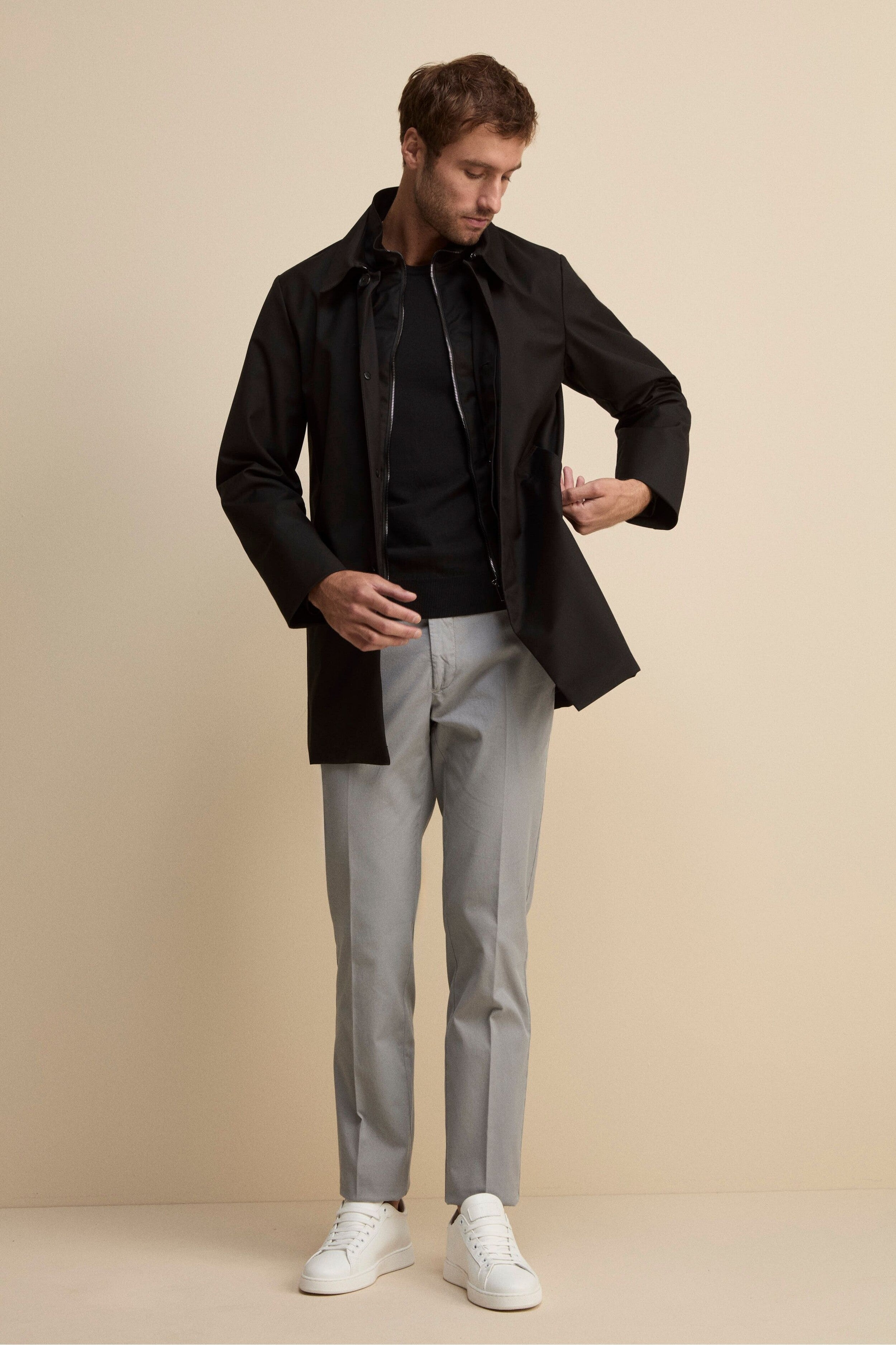 Pantalone Regular Fit in Cotone Armaturato - GRIGIO