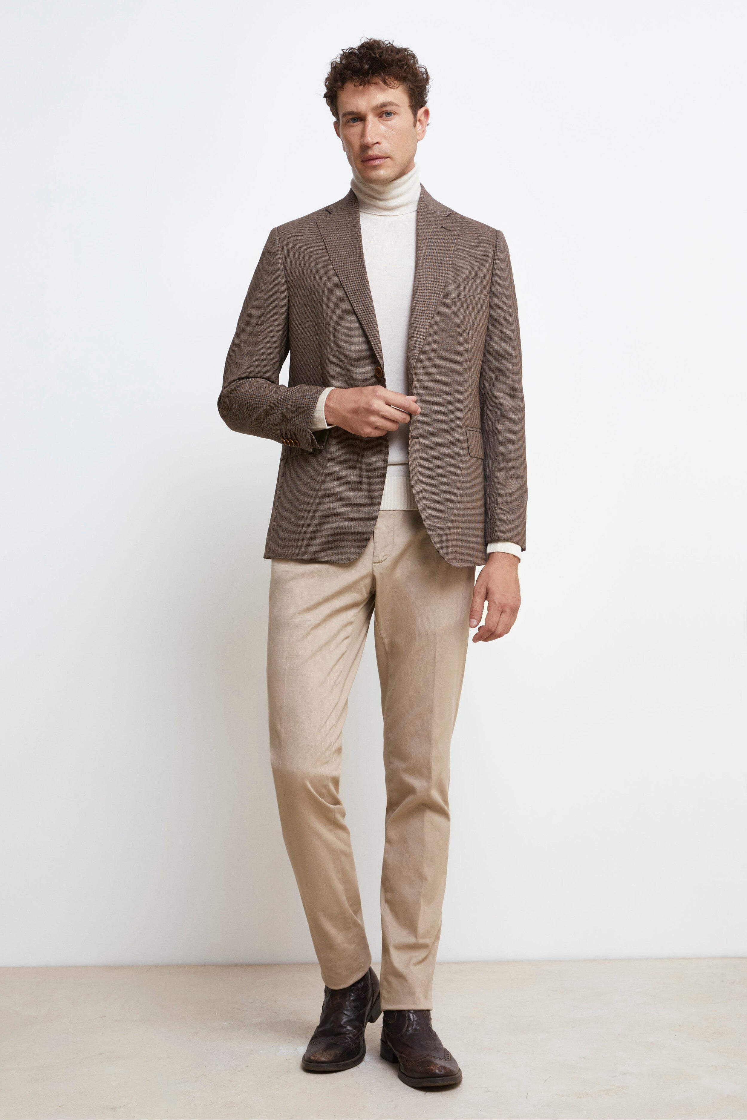 Pantalone Slim Fit in Cotone - BEIGE