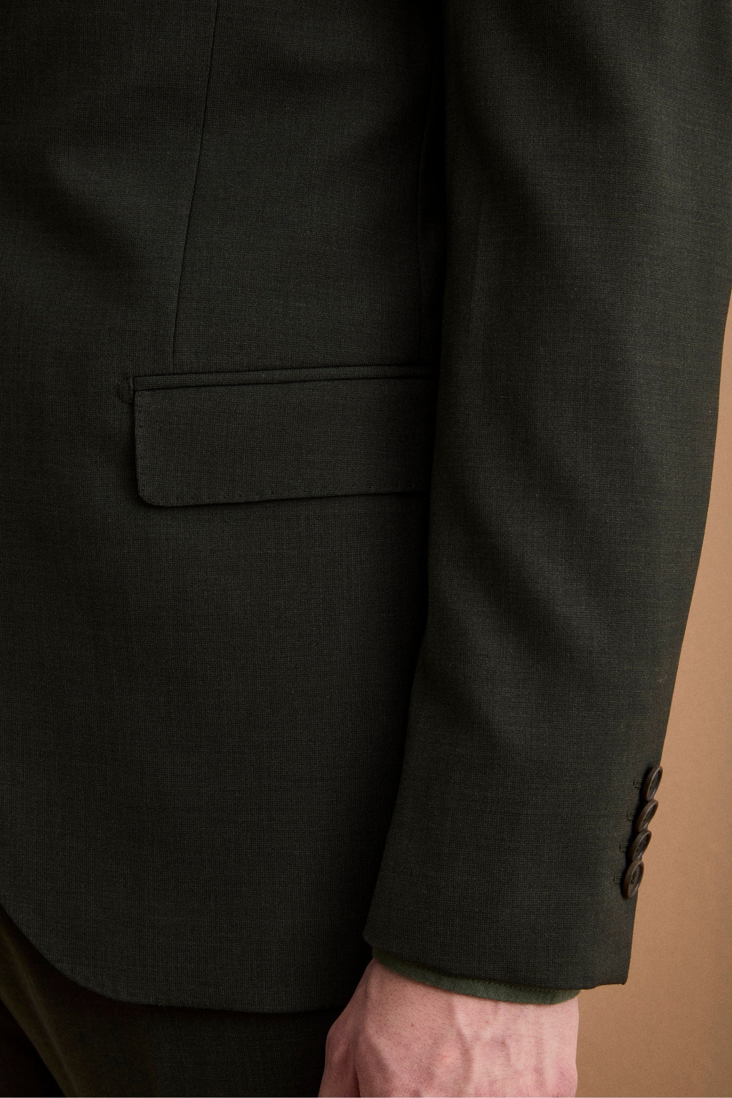 Abito Monopetto Foderato in Lana Vergine - VERDE