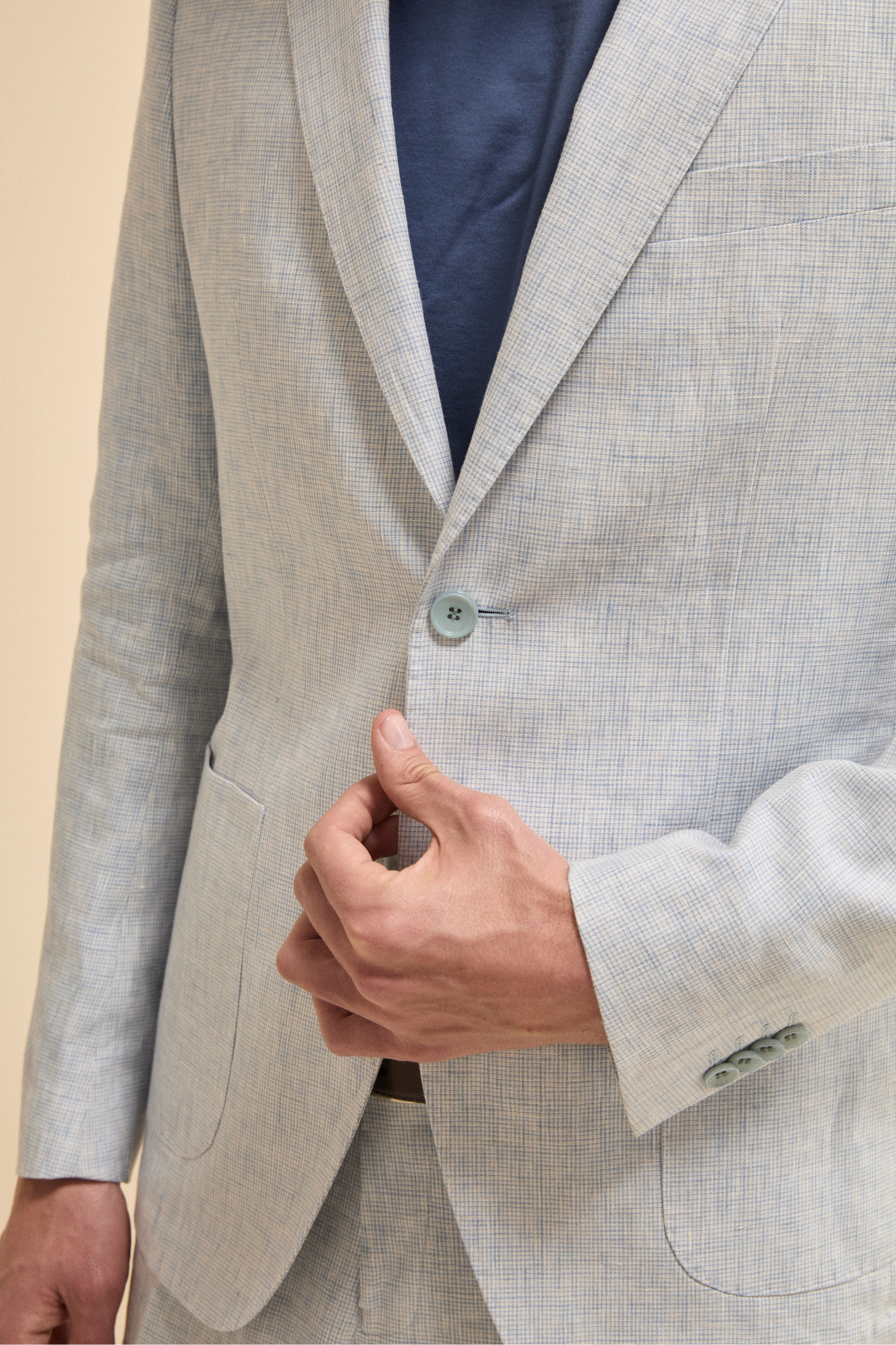 Abito Monopetto Slim Fit in Lino - FANT. AZZURRO