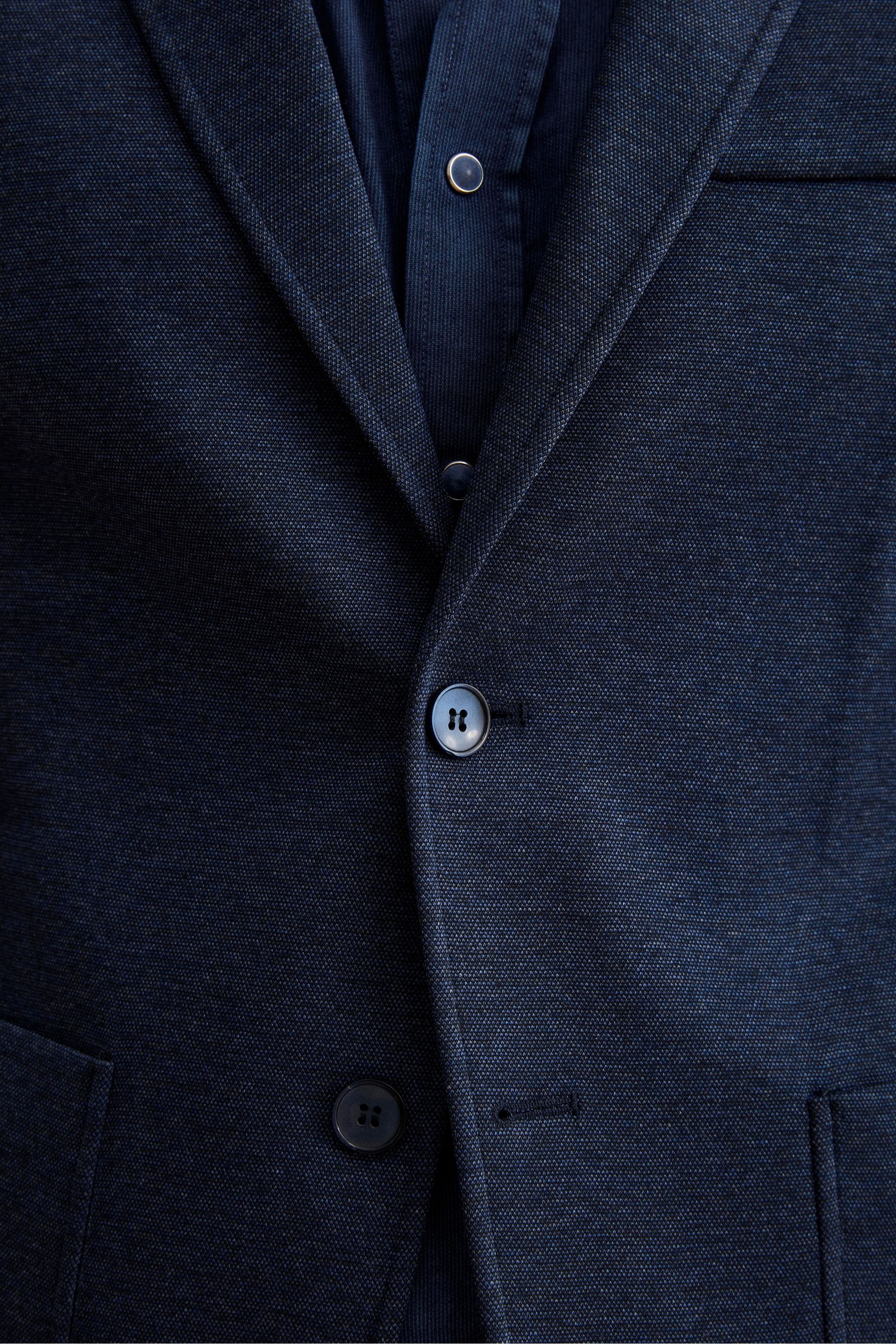 Herren Einreihige Slim-Fit-Jacke mit Klassischem Revers - BLAU