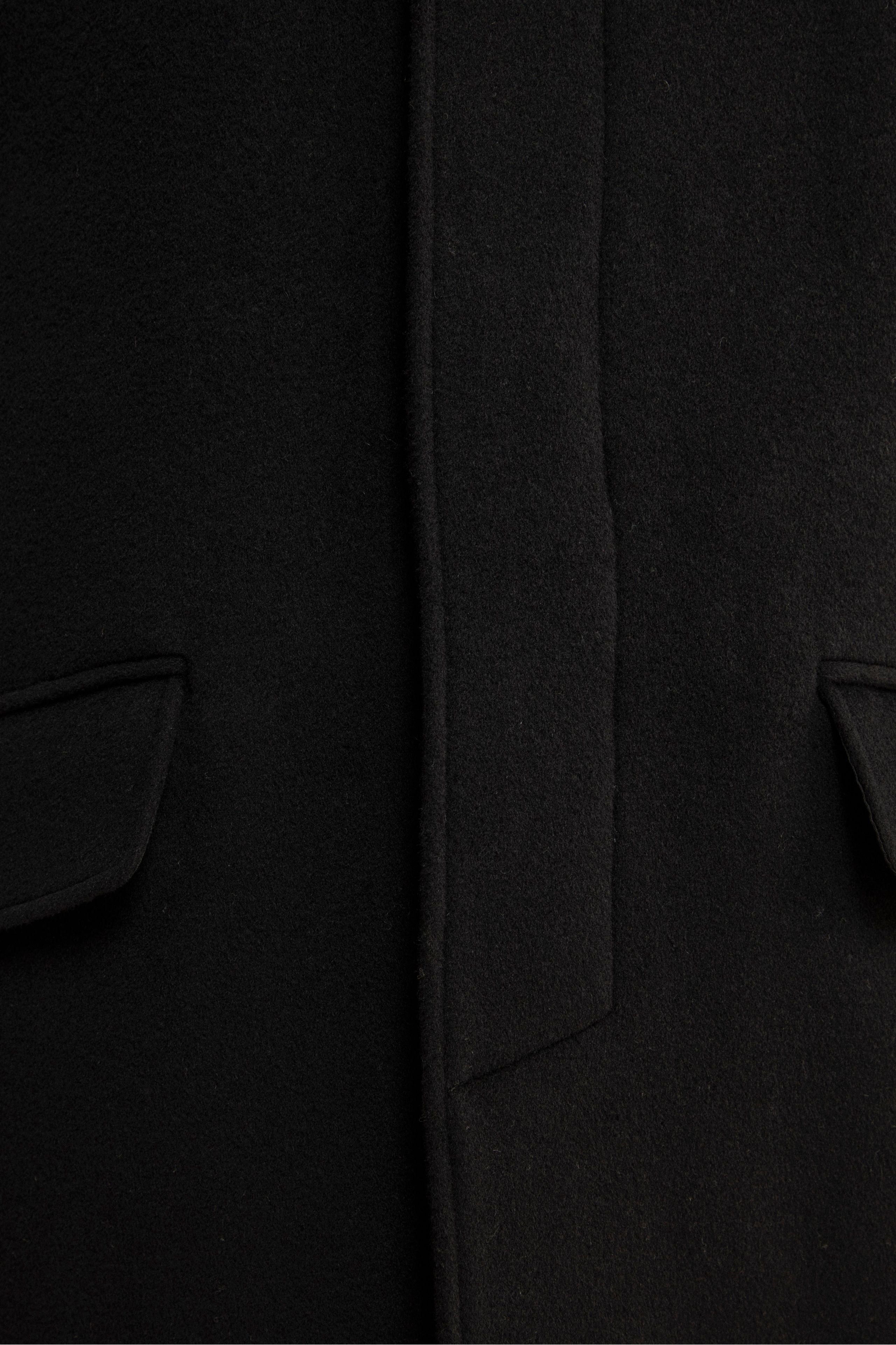 Long Lined Coat in Wool and Cashmere - BLACK
