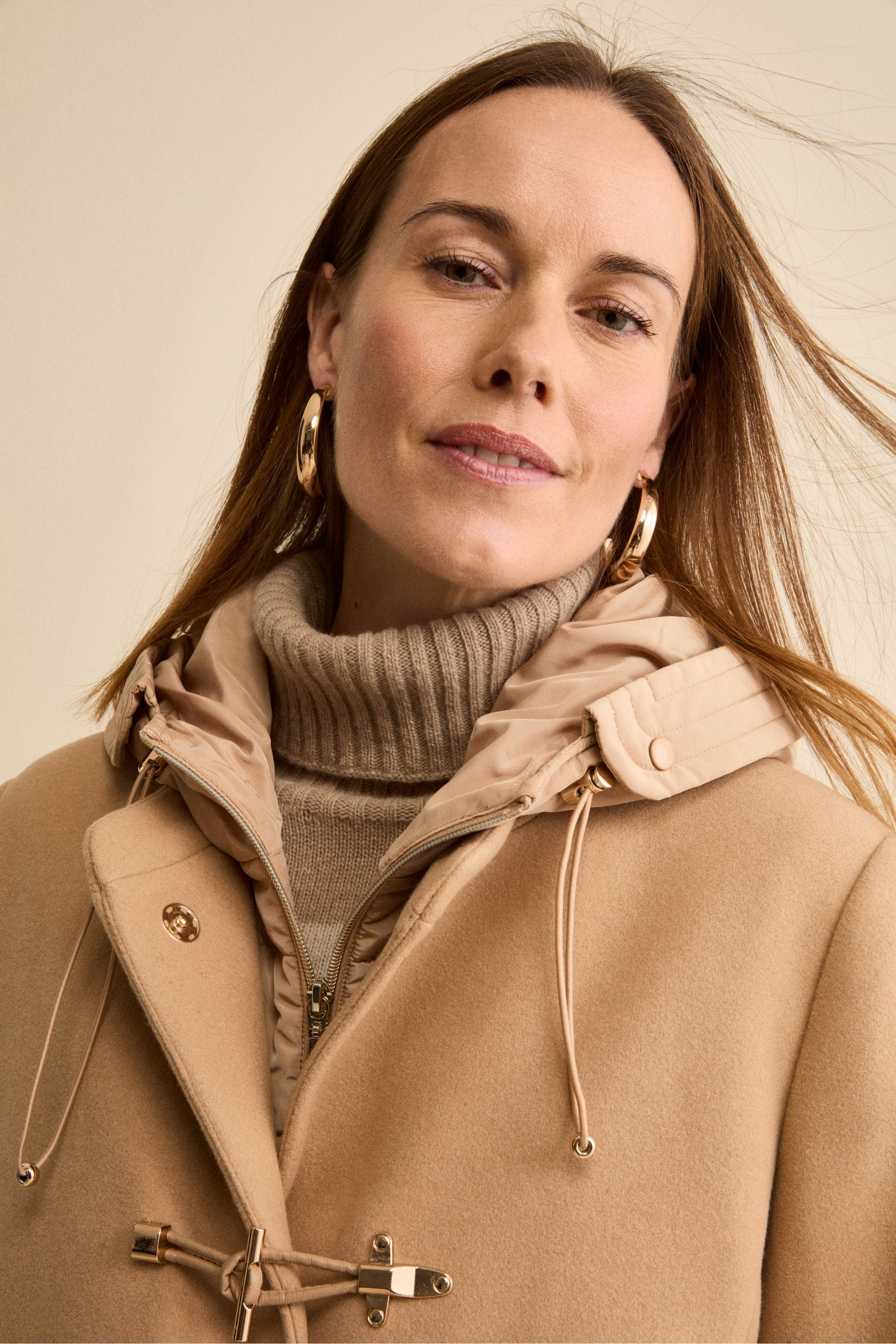 Midi Wool-Blend Coat with Toggle Fastening - Camel