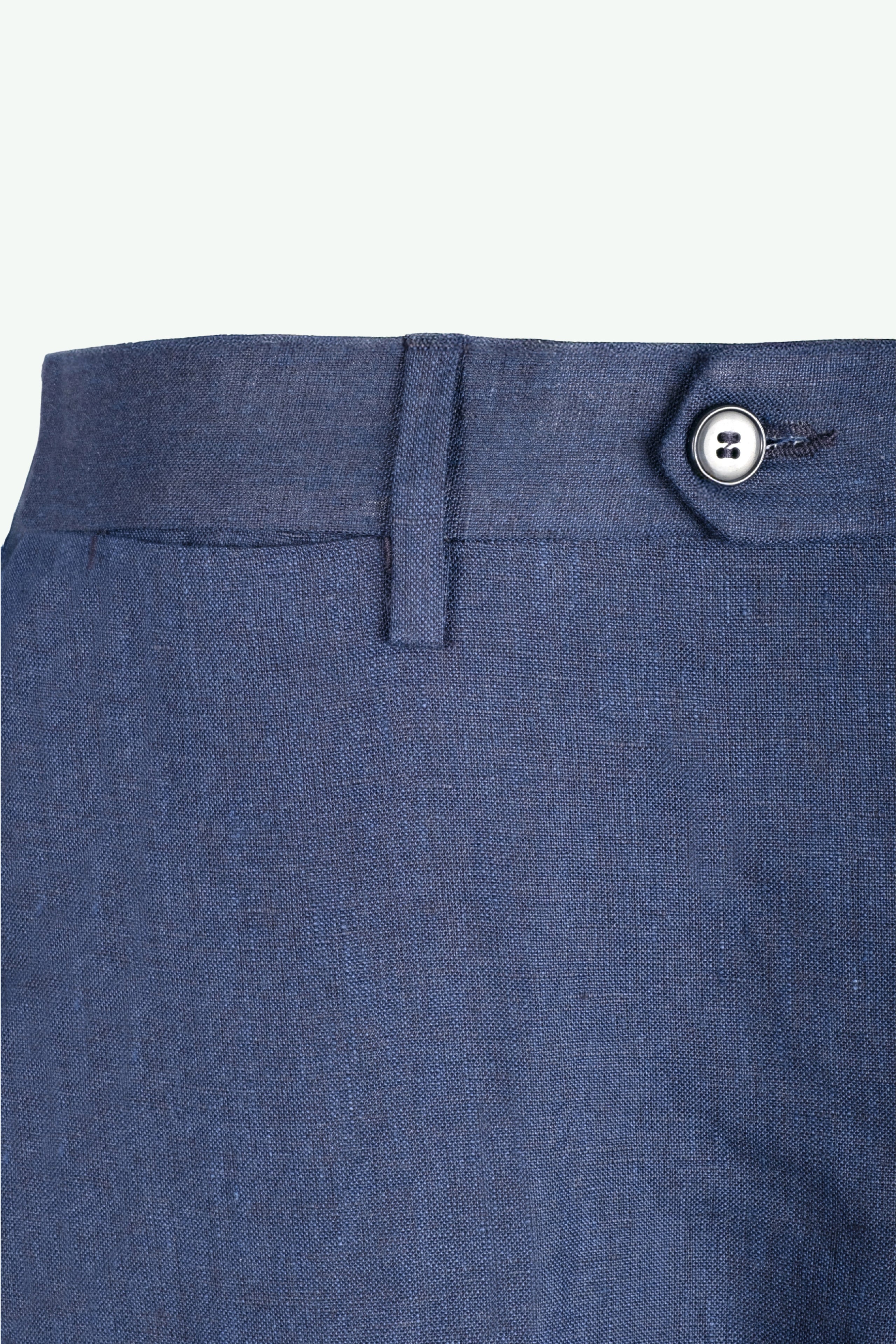 Pantalone Slim Fit in Lino con Pieghe - BLU