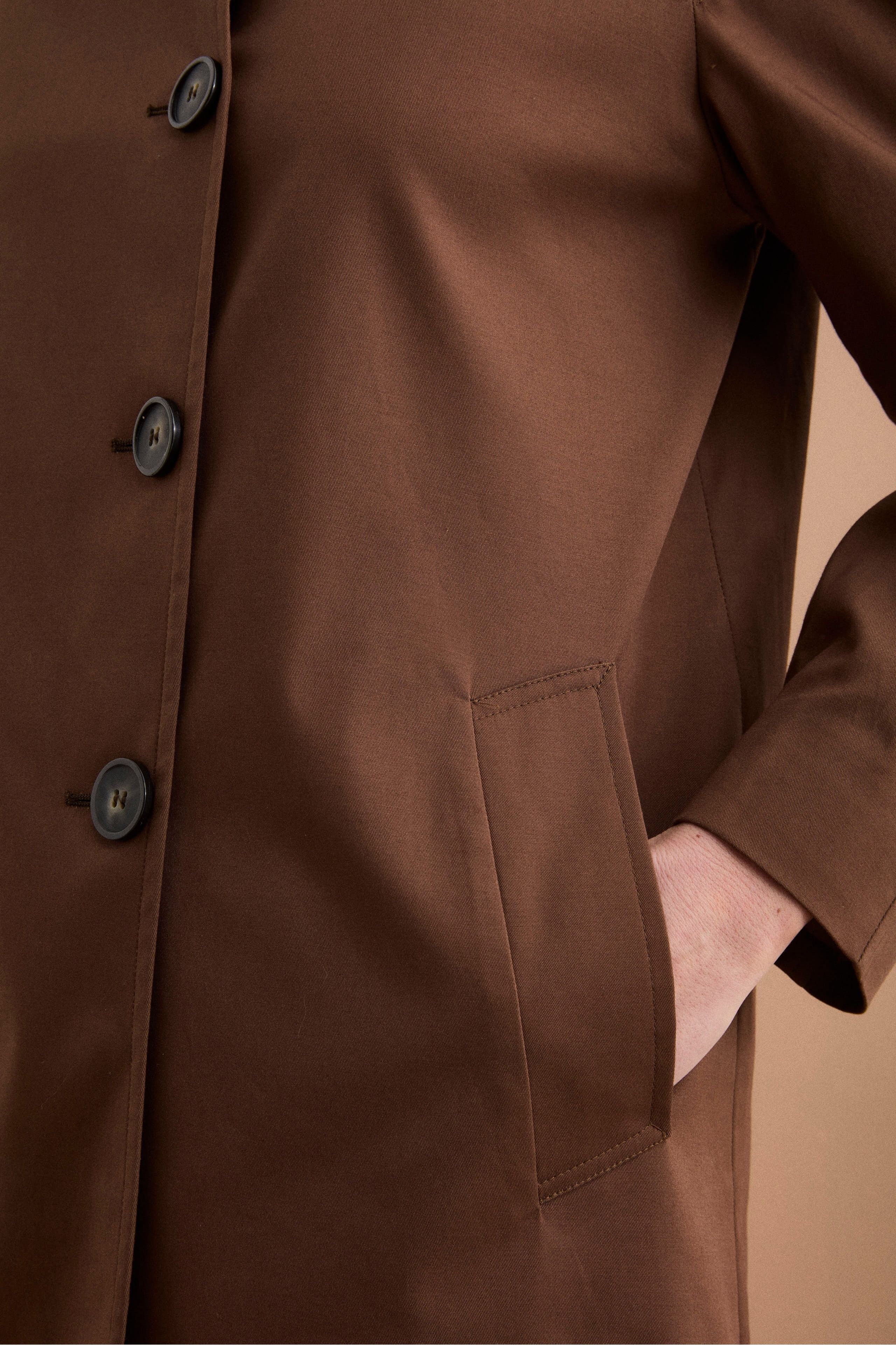 Trench Monopetto Foderato con Collo a Camicia - BRUCIATO