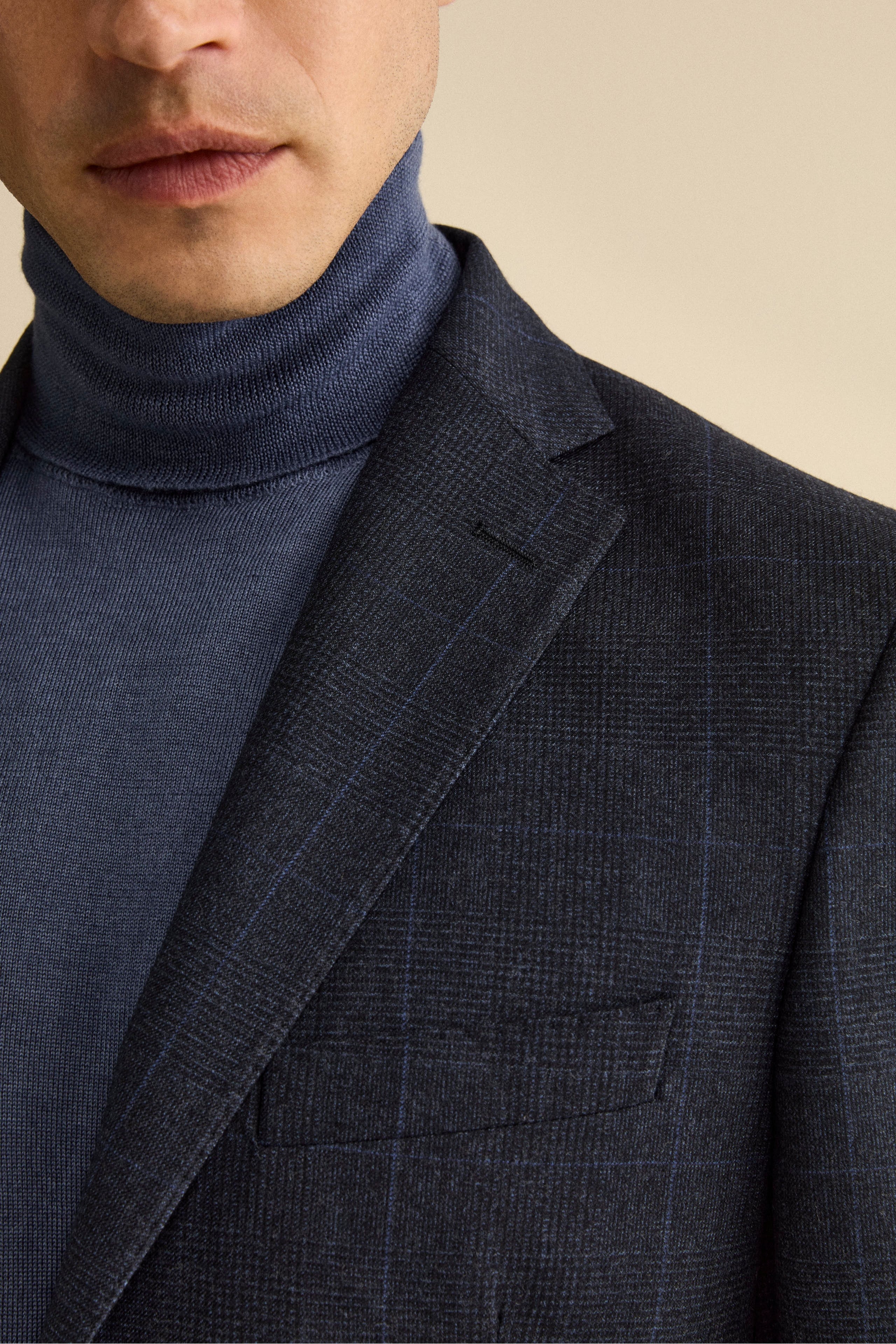 Virgin Wool Slim Fit Suit with Notch Lapel - -