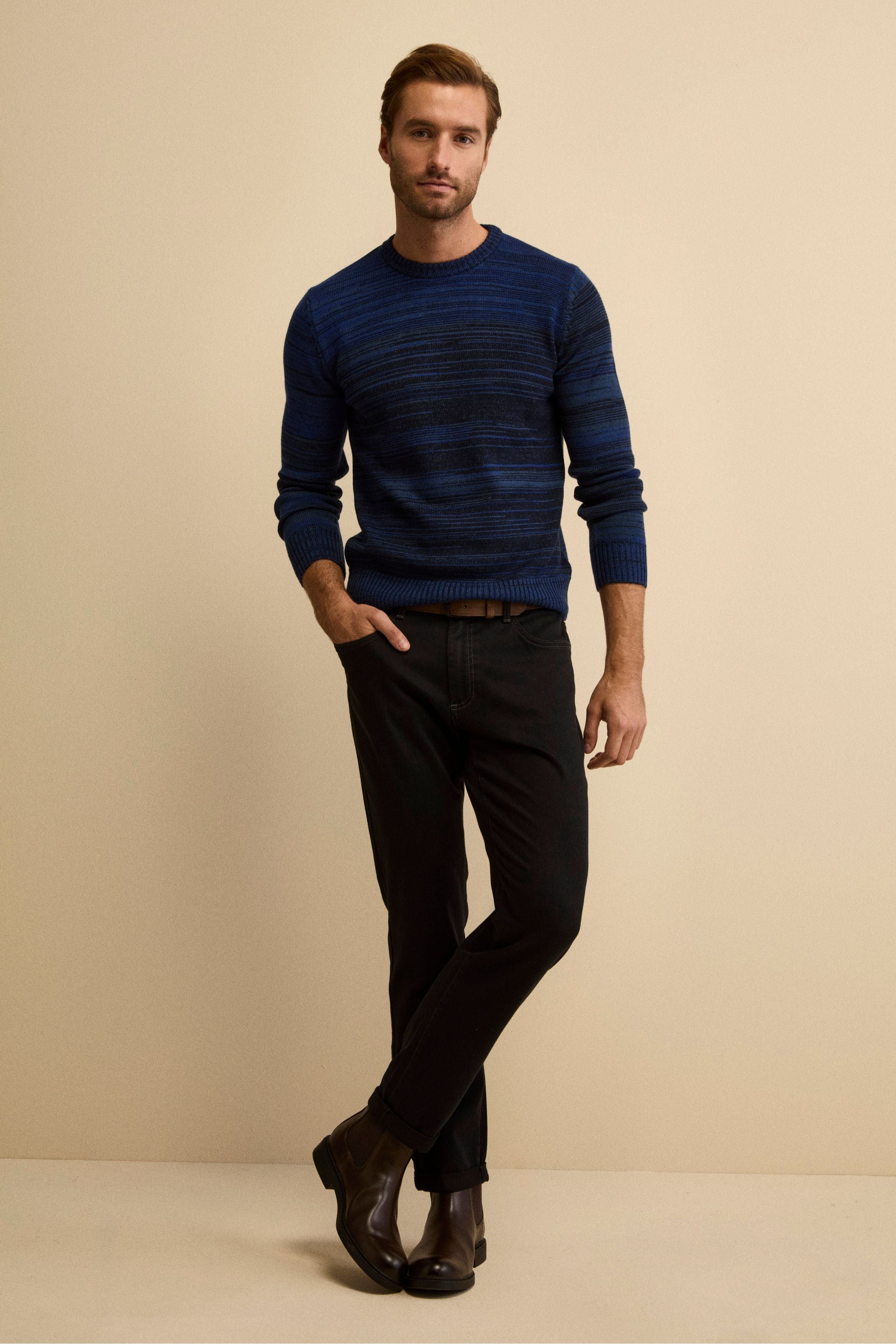 Jean slim en mélange de coton - DENIM/NOIR