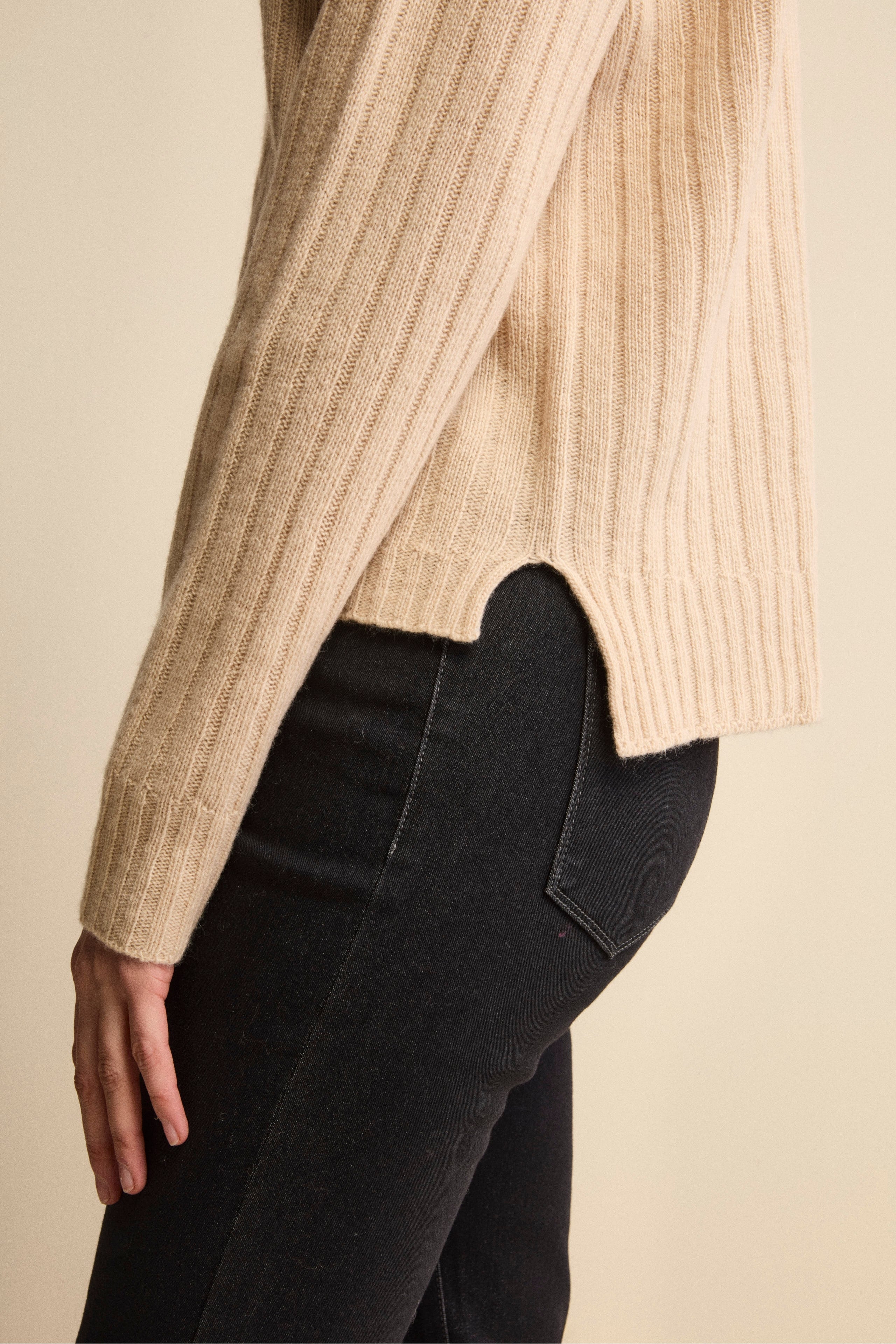 Bateau-Pullover aus Wolle und Kaschmir - BEIGE