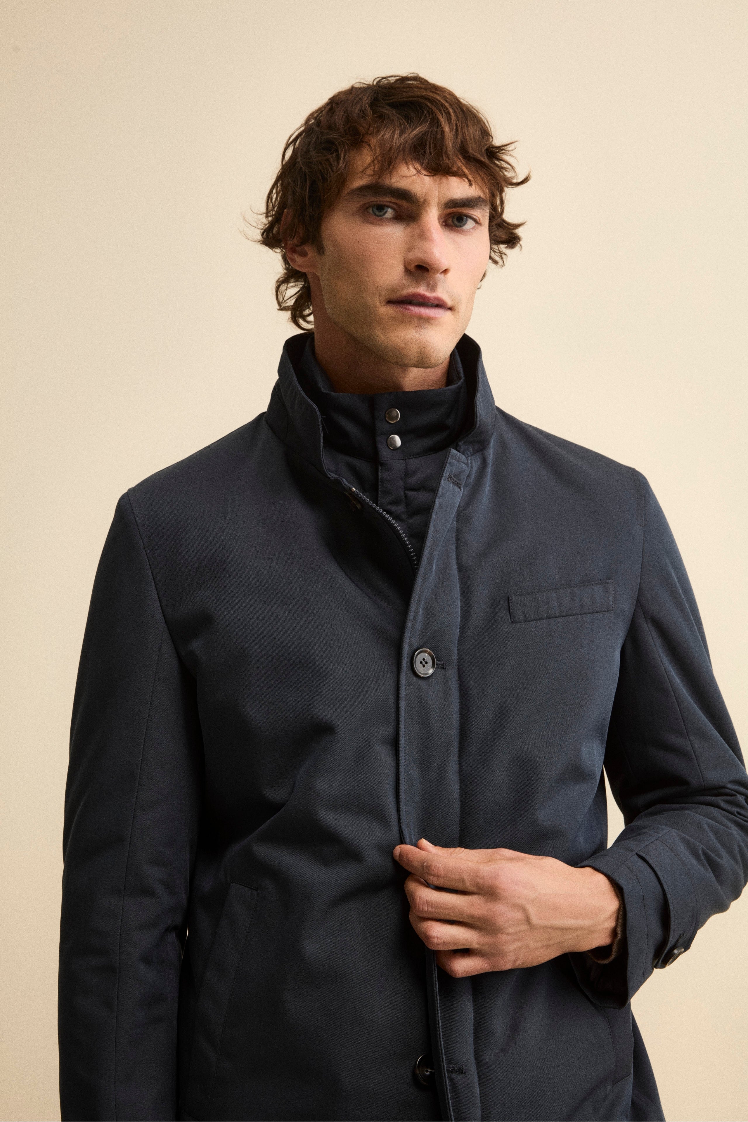 Raincoat with placket - BLUE